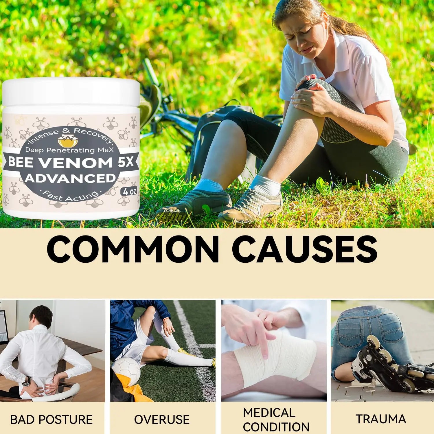 AEROMAXX Organic Bee Venom Muscle Joint Cream, 10x Maximum Caring Ointment, Soothe Shoulder, Back, Neck, Hands, Knuckles, Elbows, Feet, Leg, Knees, Ankle, Meniscus, for Adults, Elderly AEROMAXX uk supplements