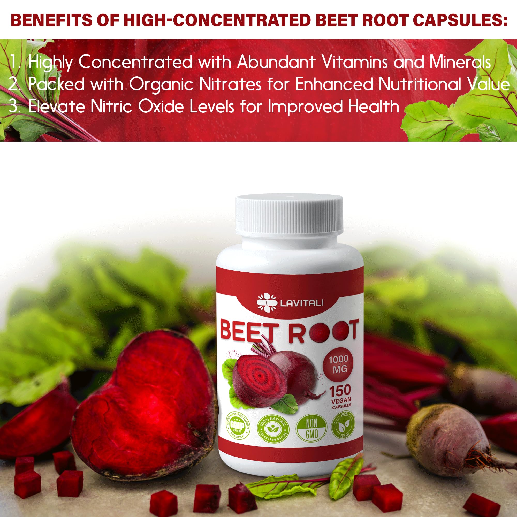 LaVitali 275 Beet Root Extract Capsules, 1000mg per Serving, High Concentrated Herbal LaVitali uk supplements
