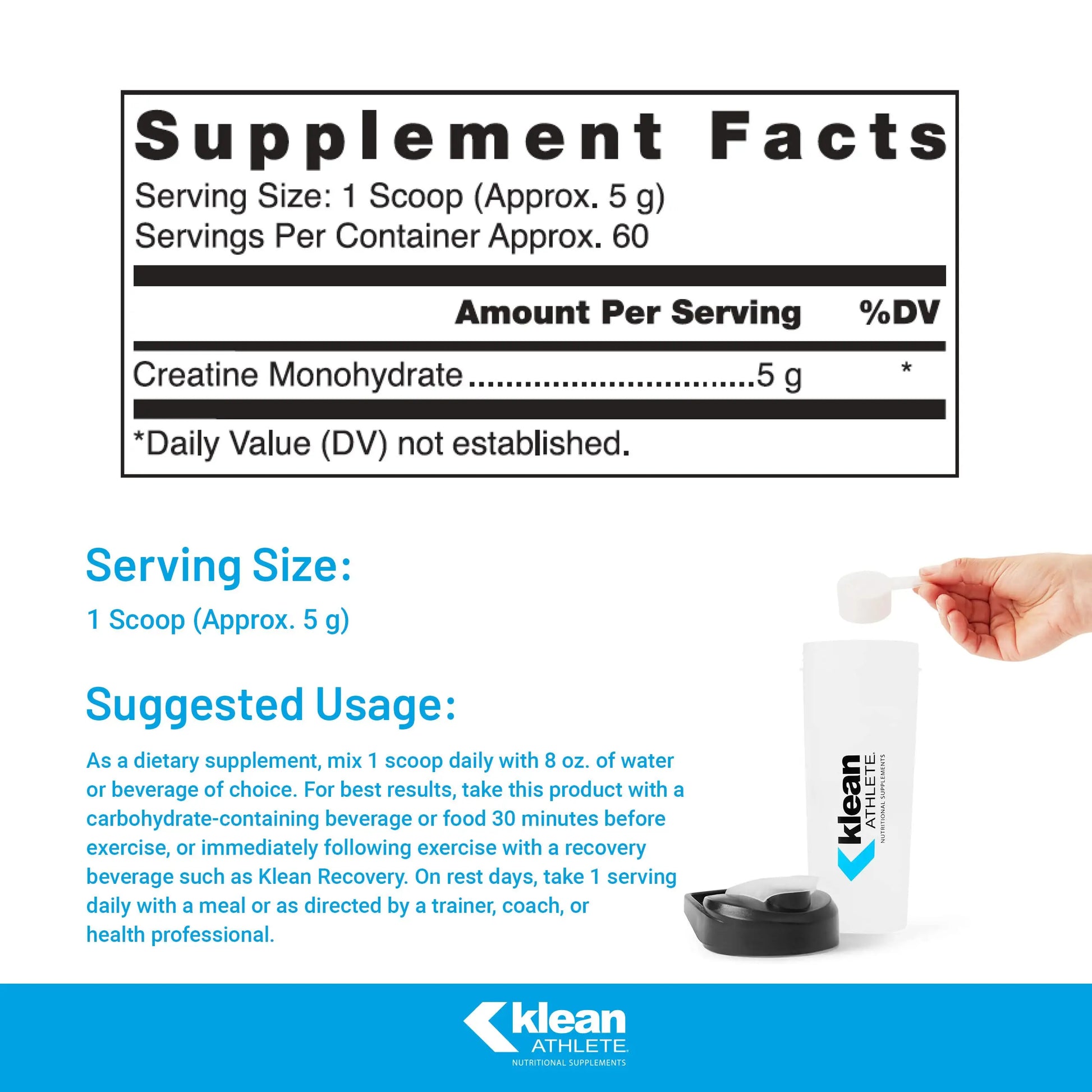 Klean Athlete Klean Creatine - Supports Muscle Strength, Performance & Recovery from Strenuous Exercise* - NSF Certified for Sport - 11.1 Ounces - Unflavored Klean Athlete uk supplements