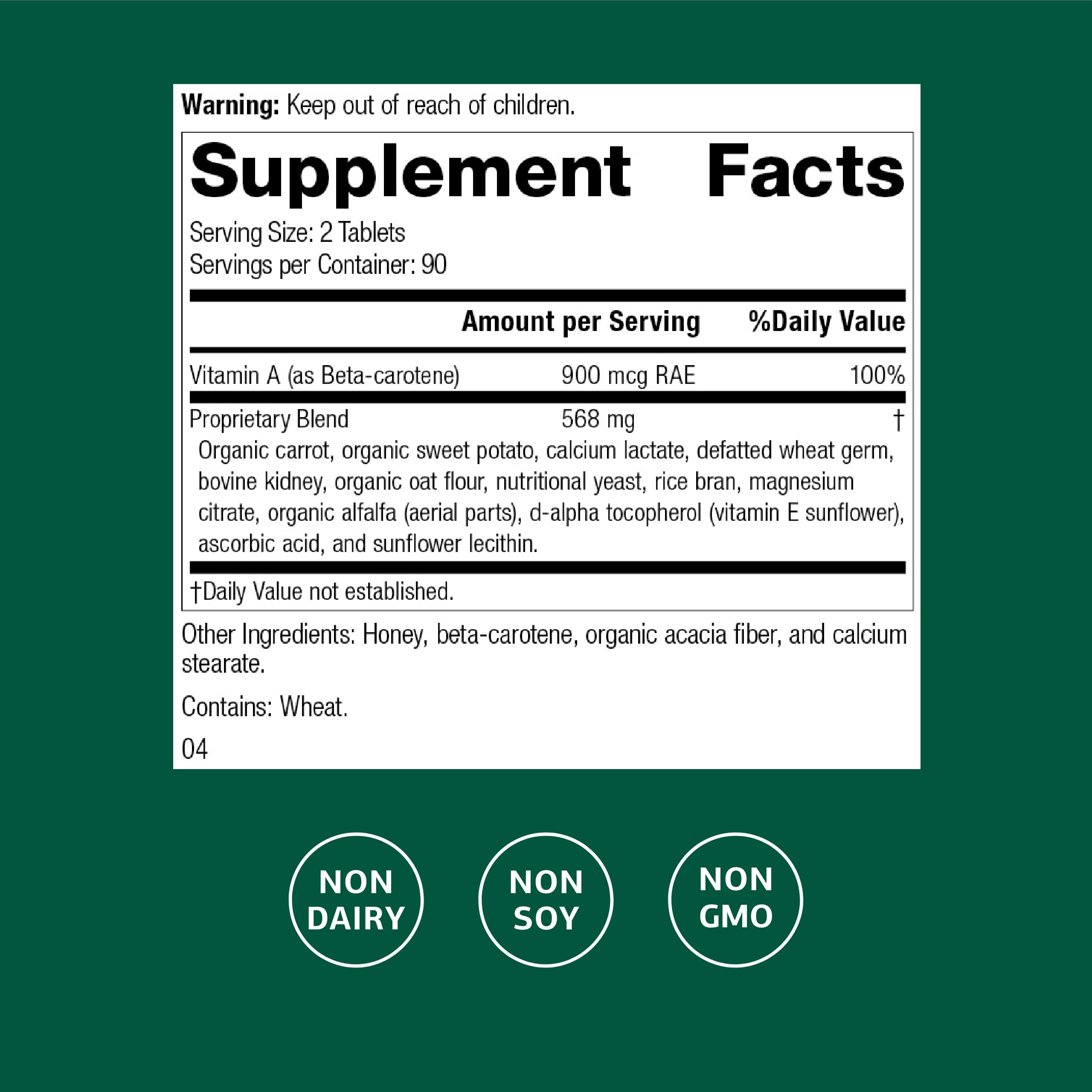 Standard Process Cataplex A - Supports Eye Health & Mucous Membranes - Supports Healthy Vision & Provides Antioxidant Vitamin A - Non-Dairy & Non-Soy - 180 Tablets Standard Process Inc. uk supplements