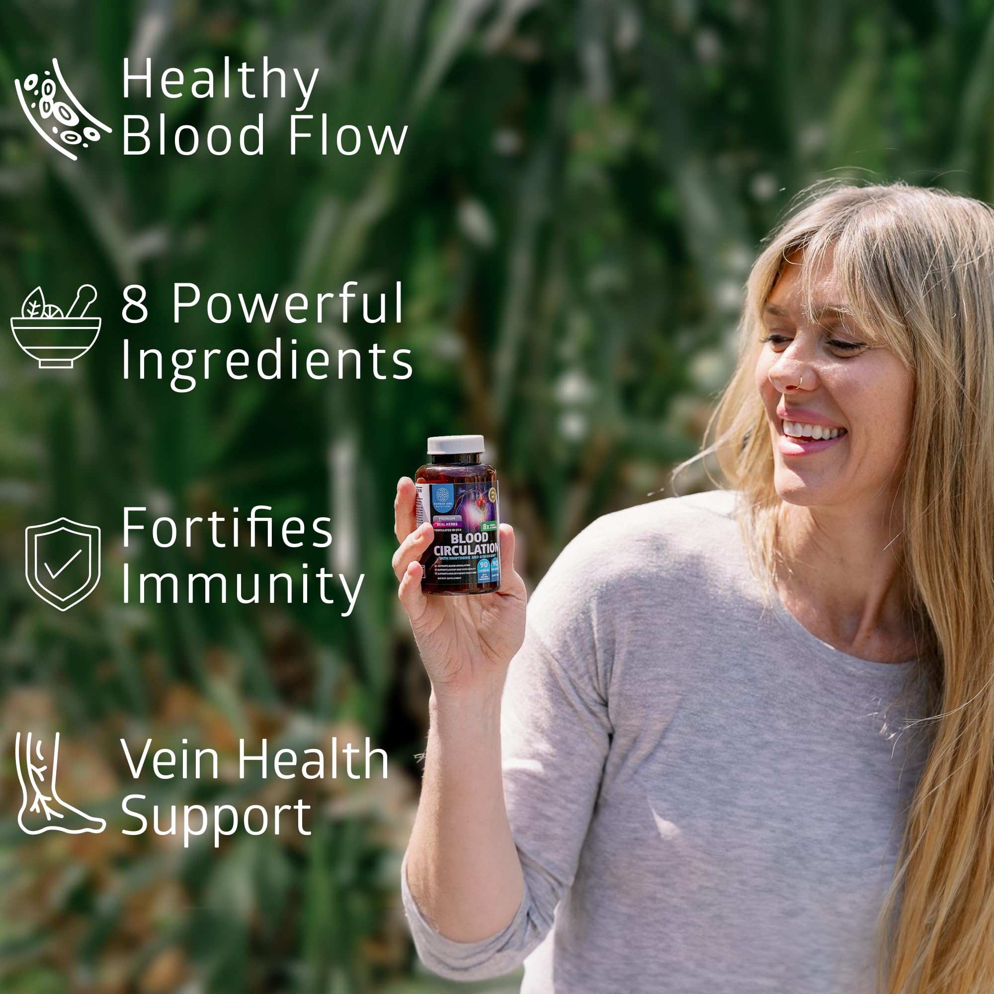 Number One Nutrition Premium Blood Circulation Supplement for Women and Men [8 Powerful Herbs & Vitamins] All Natural Blood Flow Supplement with Hawthorn, Butchers Broom and Cayenne Pepper, 90 Caps Number One Nutrition uk supplements