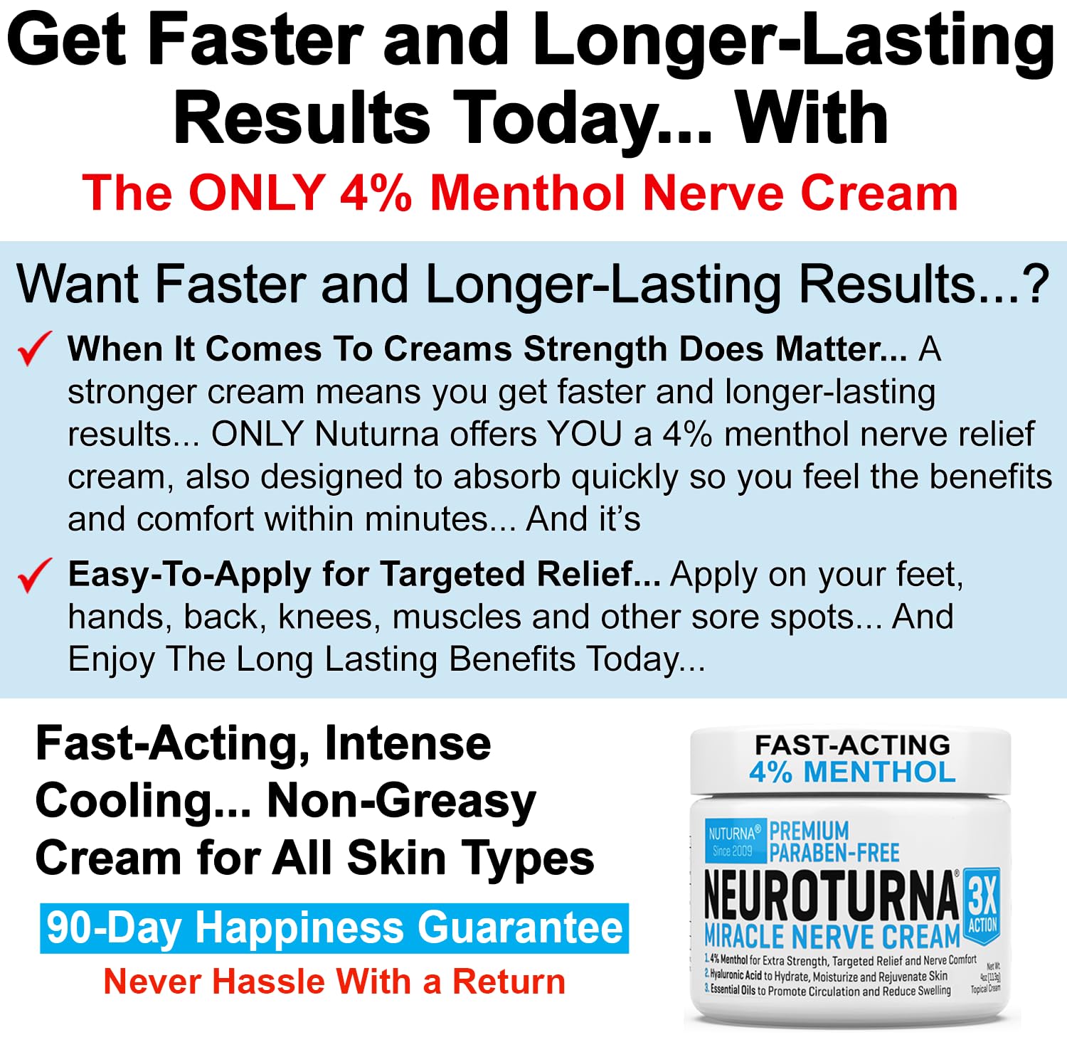 Neuropathy Nerve Relief Cream - Premium Nerve Cream 3X Action for Targeted Relief and Soothing Nerve Comfort - Maximum Strength with 4% Menthol Arnica MSM for Feet Hands Legs Toes & Back - Large 4 Oz Nuturna uk supplements