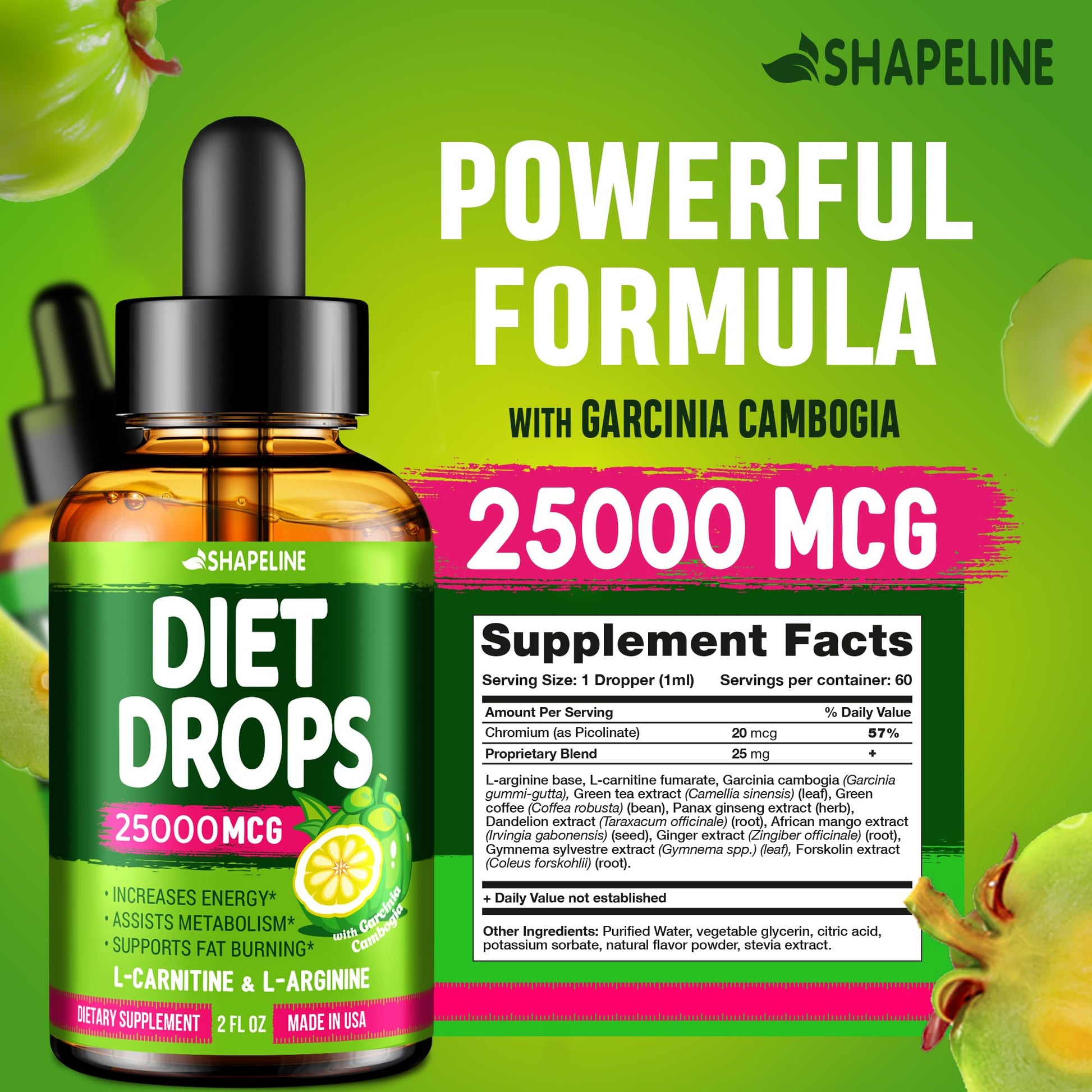 Weight Loss Drops - Appetite Suppressant for Women & Men - Made in the USA - Natural SHAPELINE uk supplements