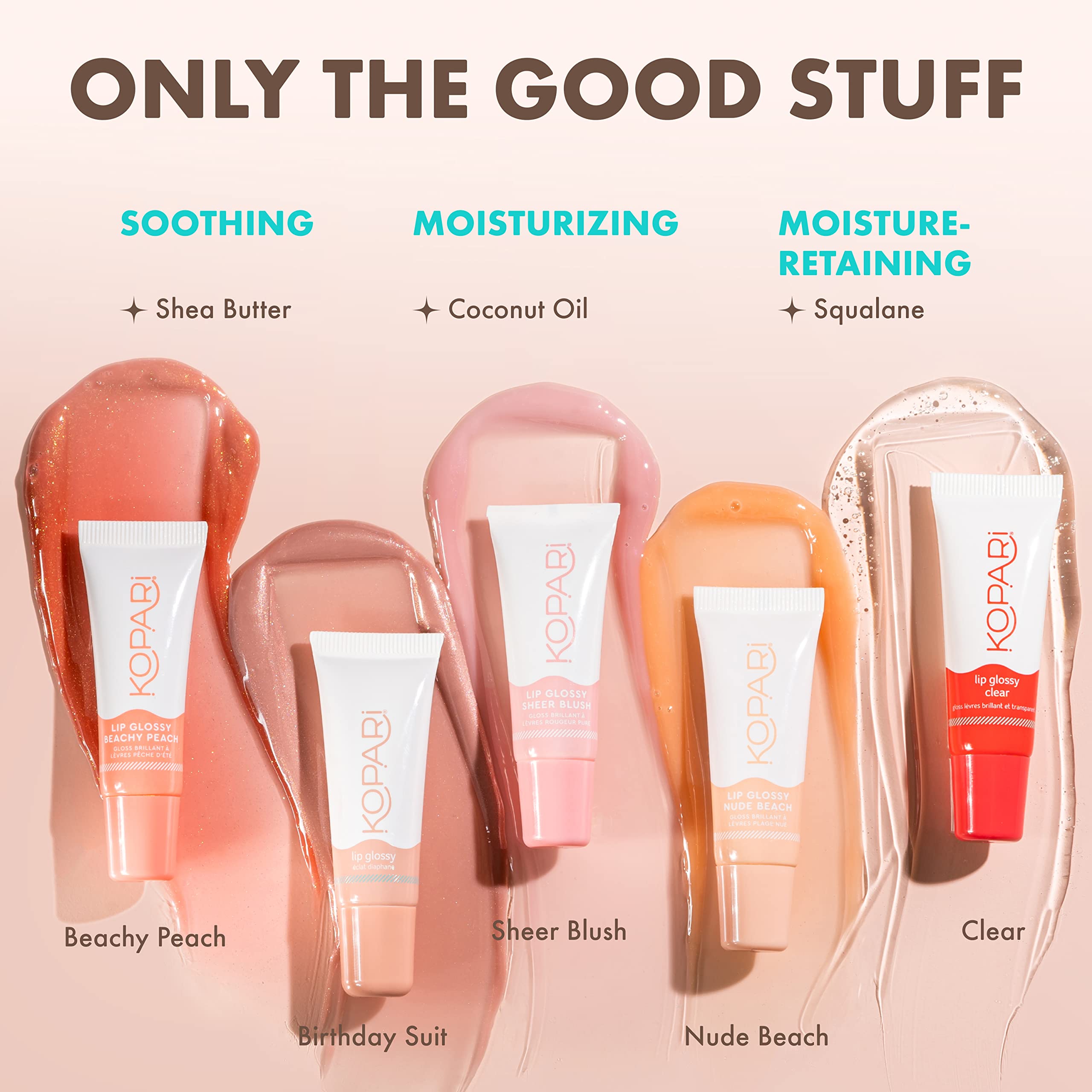 Kopari Coconut Lip Glossy | Nude Tint Birthday Suit | Vegan Hydrating Moisturizing Lip Oil Vitamin E Shea Butter Long Wear High Shine Non Sticky | Clean Plant Based Non Toxic Balm Paraben Free Kopari uk supplements