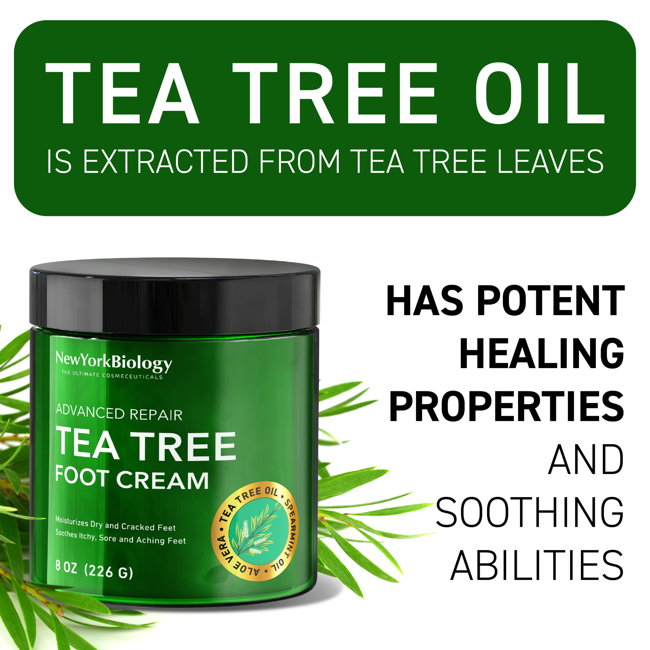 New York Biology Tea Tree Oil Foot Cream for Dry Cracked Feet, Athletes Foot, Nail Fungus NEW YORK BIOLOGY THE ULTIMATE COSMECEUTICALS uk supplements