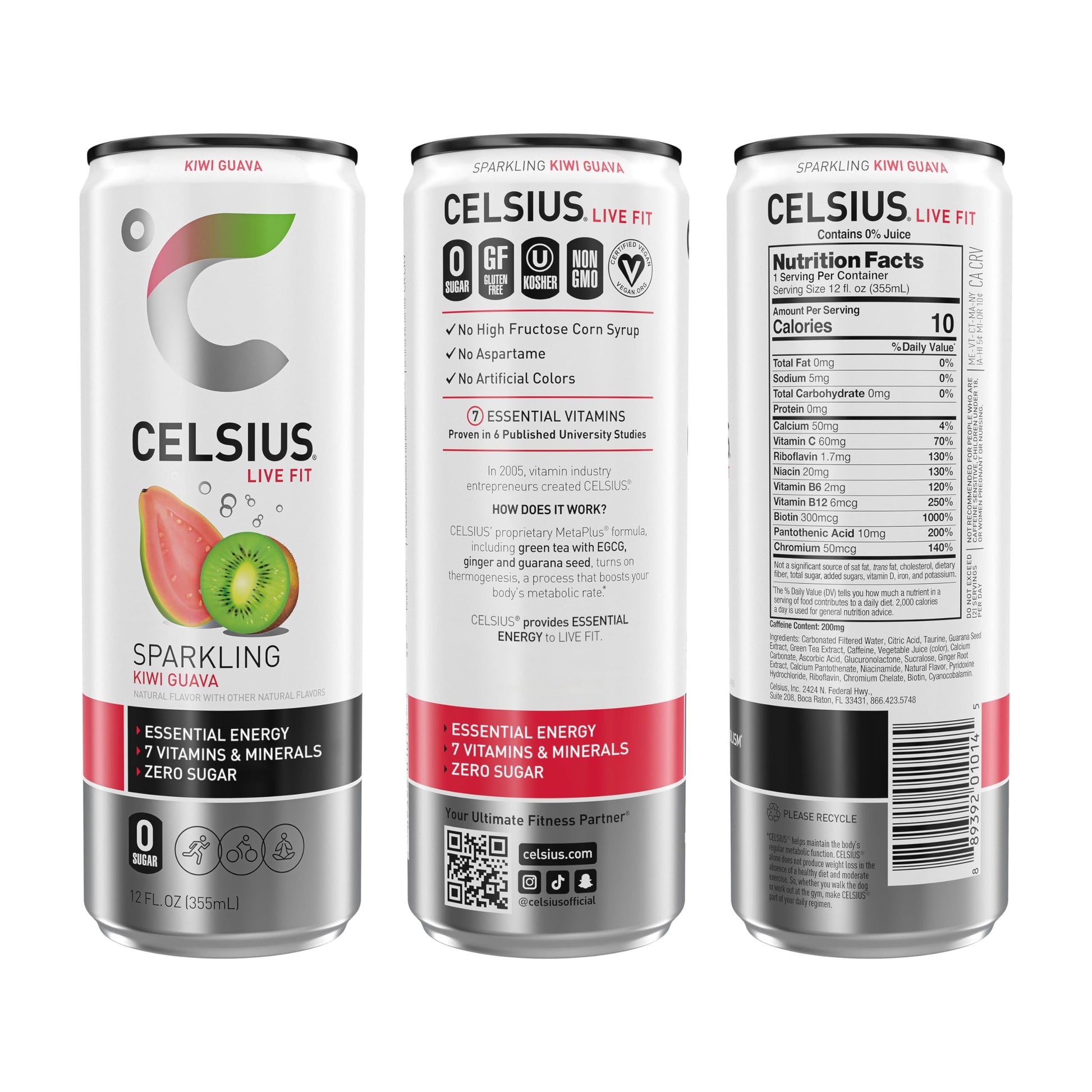 CELSIUS Sparkling Kiwi Guava, Functional Essential Energy Drink 12 Fl Oz (Pack of 12) CELSIUS uk supplements