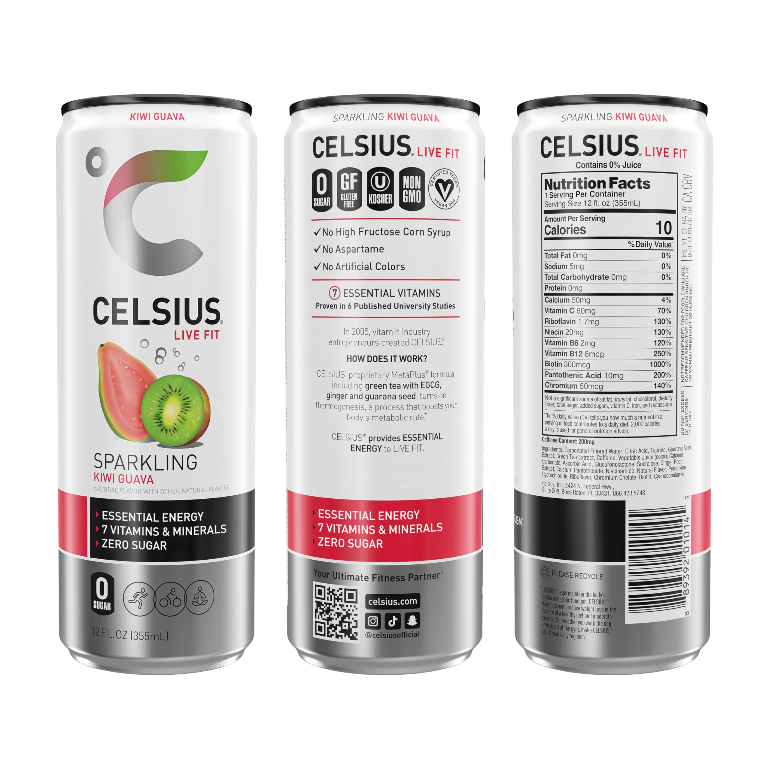 CELSIUS Sparkling Kiwi Guava, Functional Essential Energy Drink 12 Fl Oz (Pack of 12) CELSIUS uk supplements