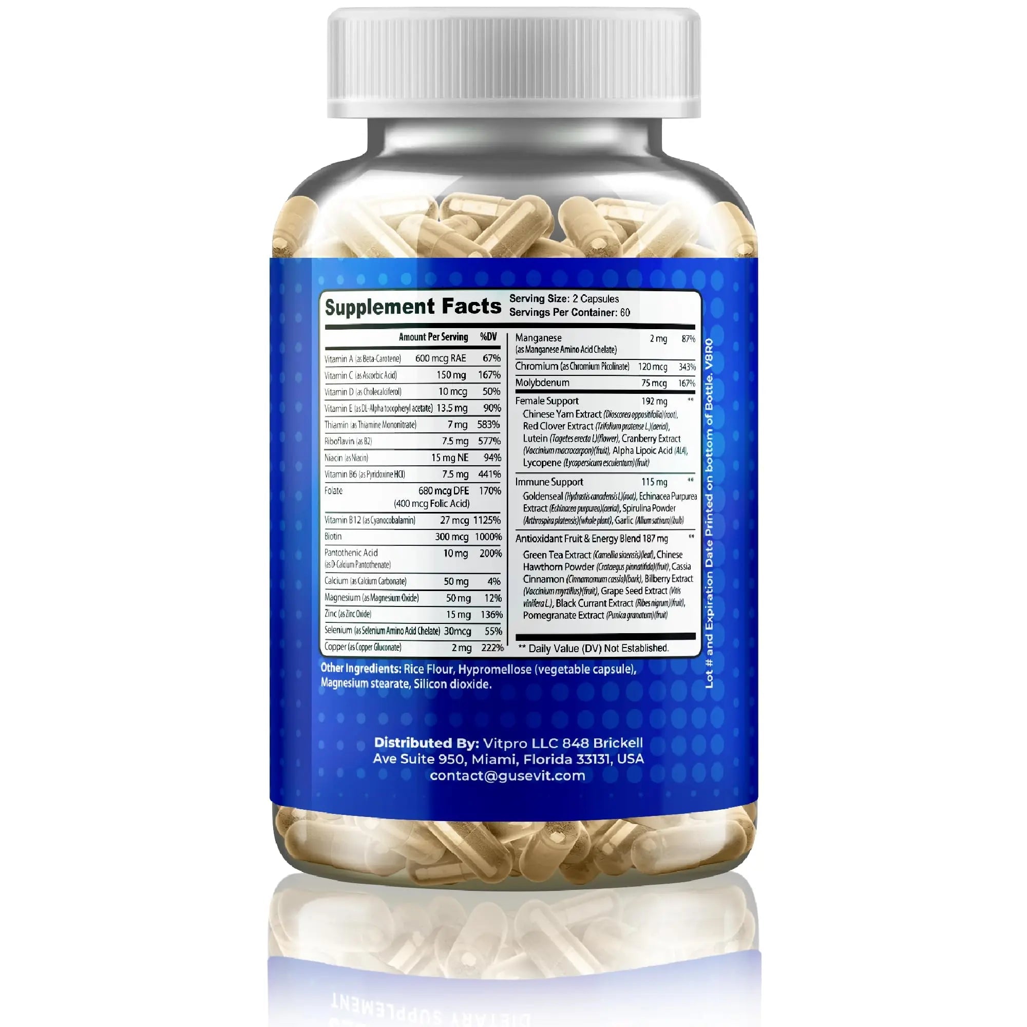Gusevit 37-in-1 Women's Multivitamin for Immune & Stress Support, Energy Booster, Bone & Skin Health & Hair Growth | Gusevit uk supplements