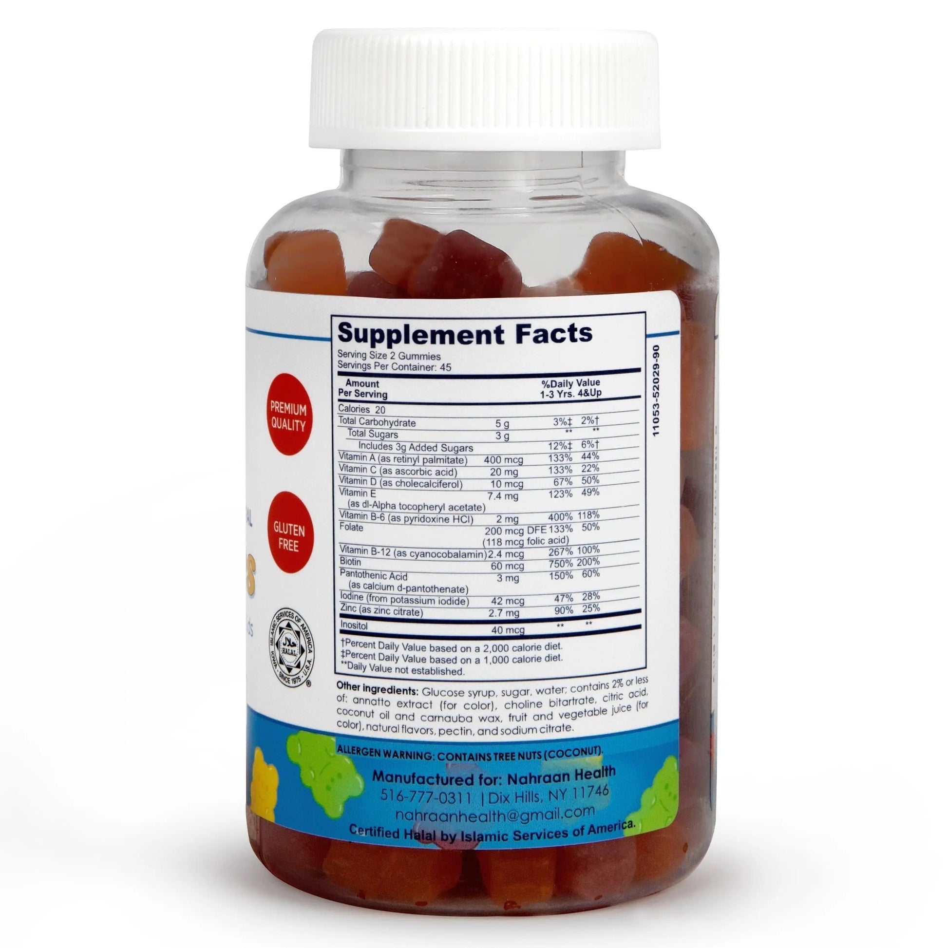 NAHRAAN HEALTH Halal Vitamins for Kids - Halal Multivitamins for Kids Vitamin A, C, D, E, B6, B12 - Non-GMO Vegetarian, Halal Gummies - 90 Count NAHRAAN HEALTH uk supplements