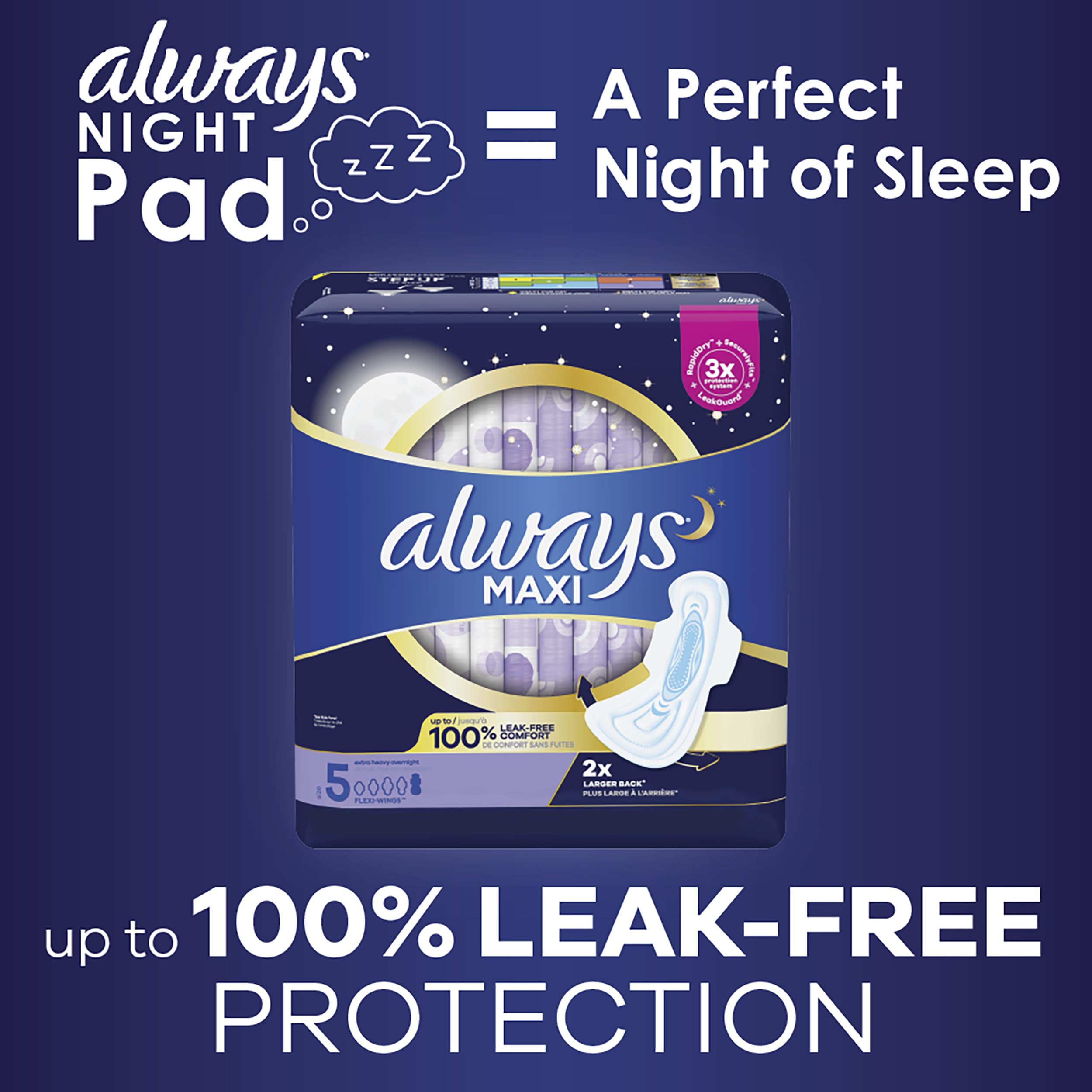 Always Maxi Feminine Pads for Women, Size 5 Extra Heavy Overnight Always uk supplements