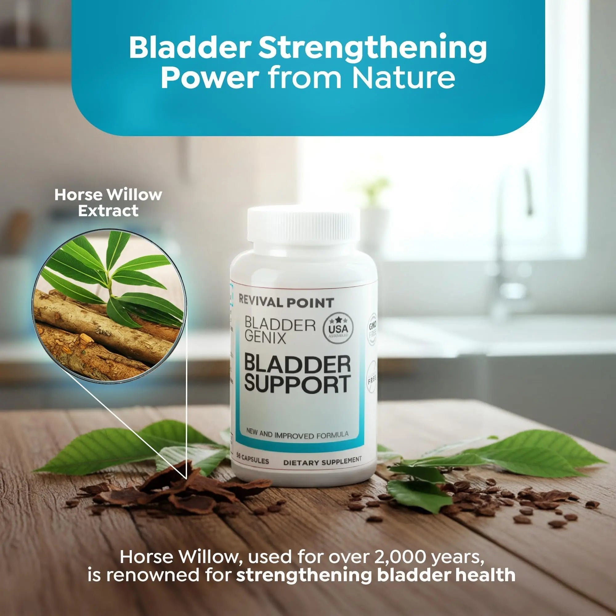 Bladdergenix Bladder Control Supplement for Women and Men – Natural Urinary Urgency & Frequency Support – Crataeva Nurvala & Lindera Aggregata Herbal Blend for Bladder Health – 56 Capsules Revival Point uk supplements