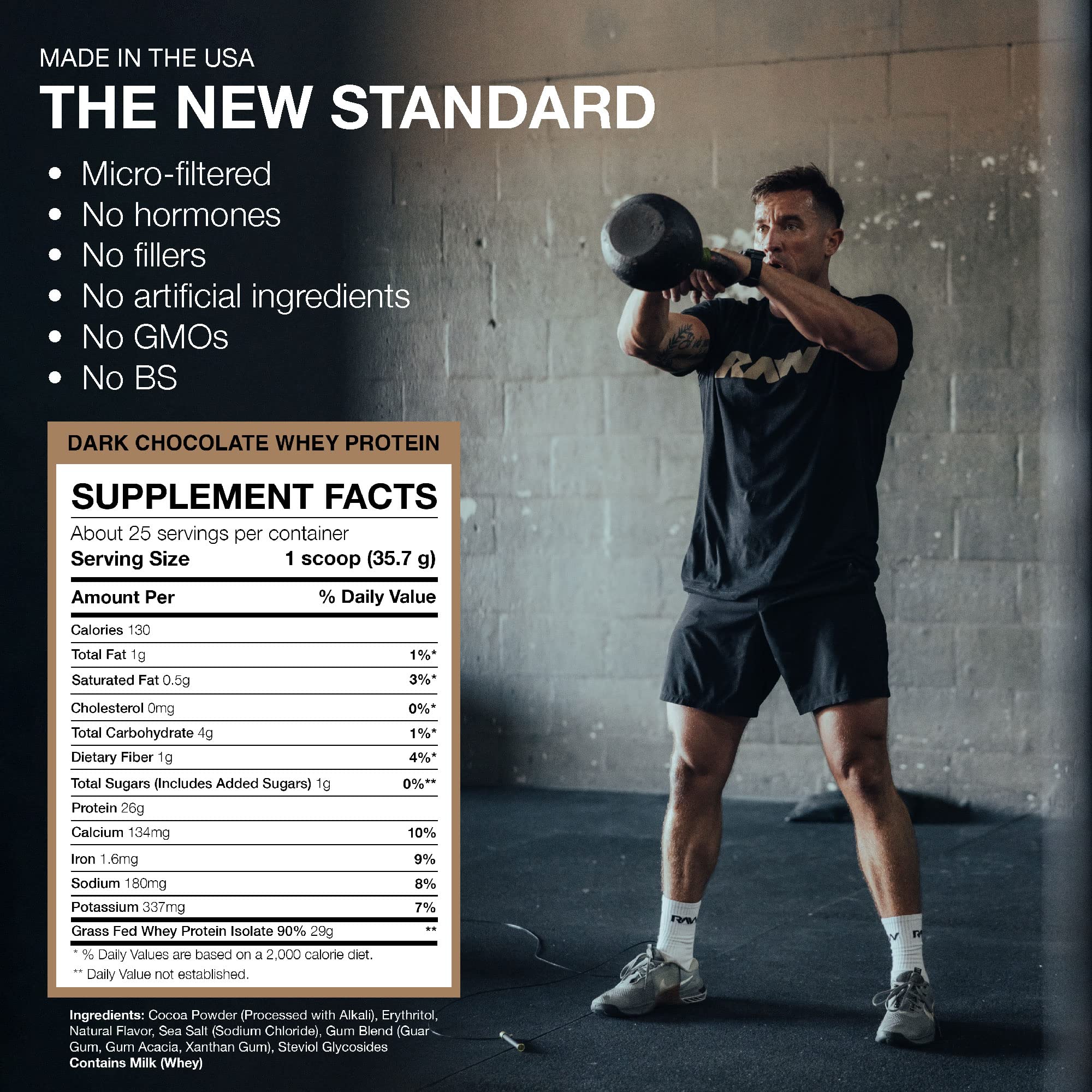 RAW Whey Isolate Protein Powder, Dark Chocolate - 100% Grass-Fed Sports Nutrition RAW uk supplements