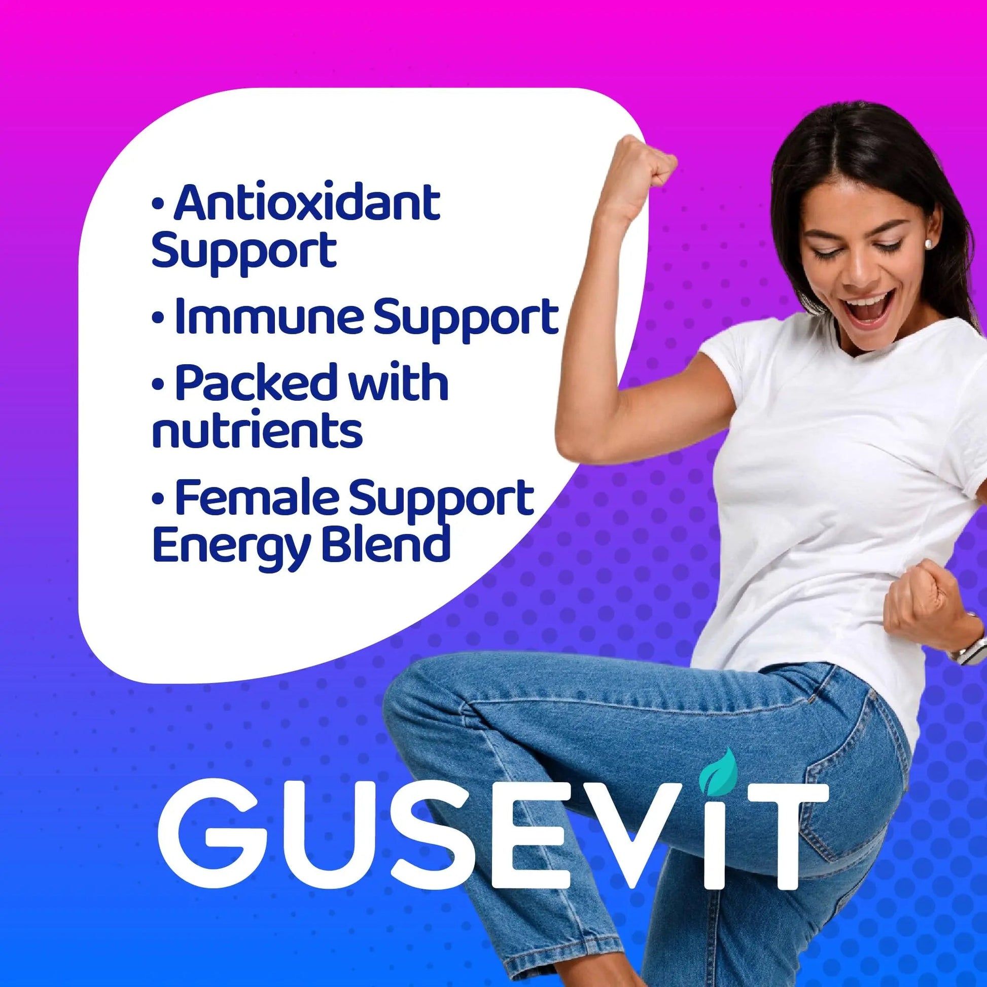 Gusevit 37-in-1 Women's Multivitamin for Immune & Stress Support, Energy Booster, Bone & Skin Health & Hair Growth | Gusevit uk supplements
