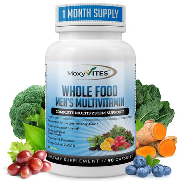 Methylated Mens Multivitamins - Daily Mens Vitamins with 44 Organic Whole Food - Multivitamin for Men with Iron & Fermented Nutrients MoxyVites uk supplements