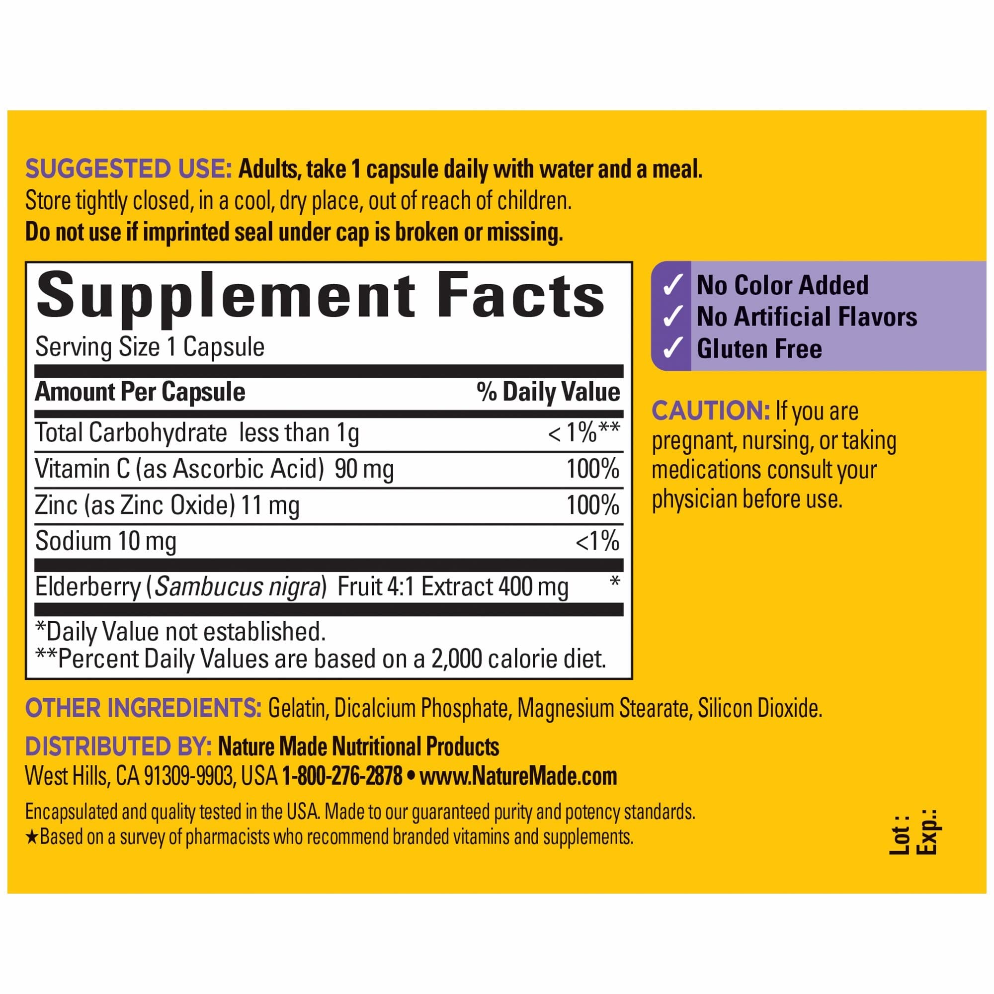Nature Made Elderberry 400 mg Extract with Vitamin C and Zinc, Dietary Supplement Nature Made uk supplements