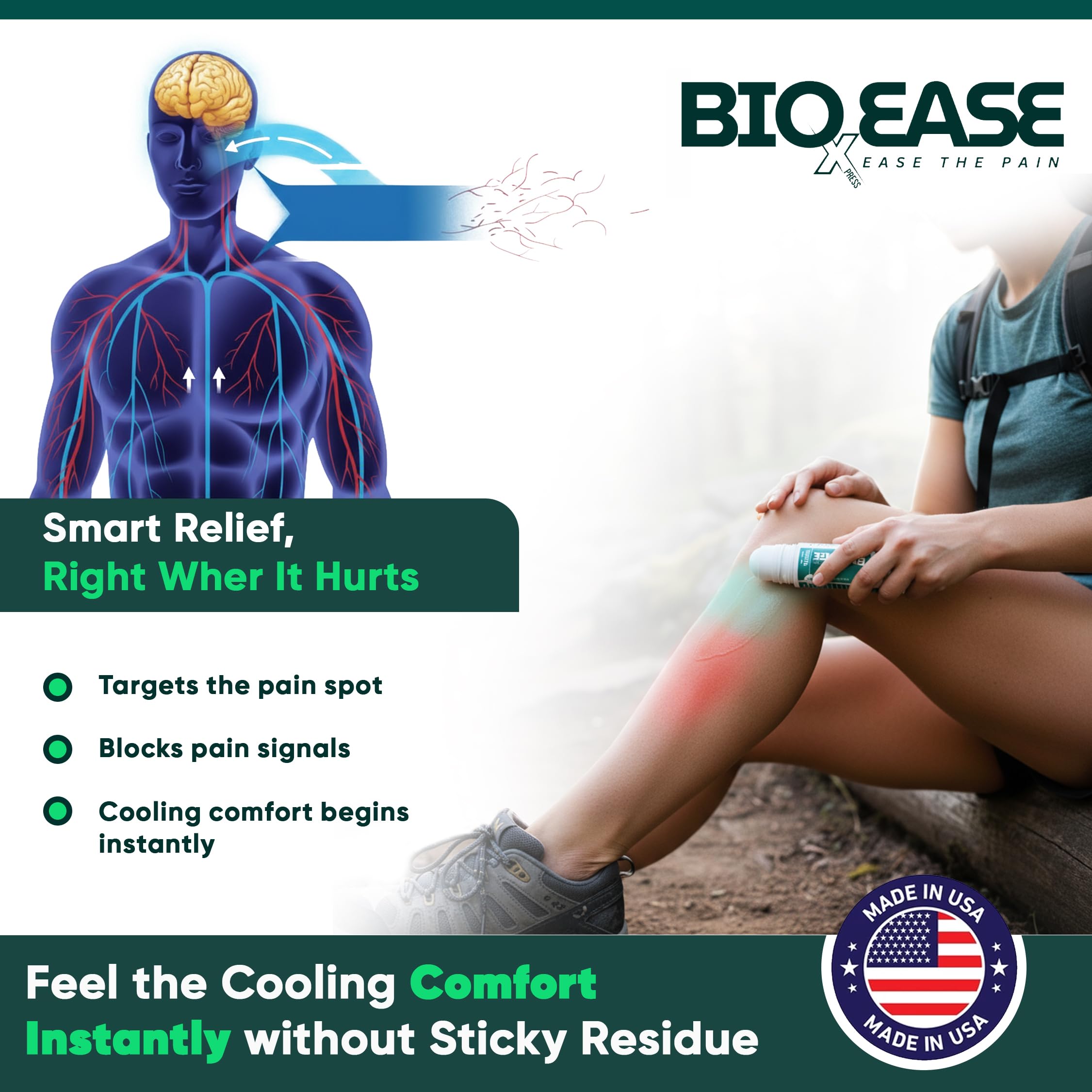 BioXPressEase Fast-Acting Hemp Pain Relief Roll On - Highly Effective, Cool & Topical Pain Relief Extra Strength for Muscle, Joint, & Back – Easy Roll On Maximum Strength - Made in USA BIOXPRESSEASE uk supplements