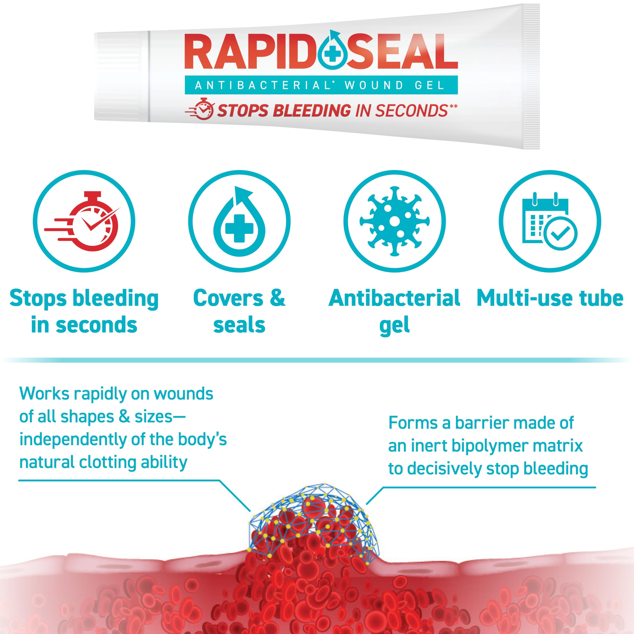 Rapid-Seal Wound Gel (1 Count) | Stops Bleeding in Seconds, Ideal for Cuts Rapid-Seal uk supplements