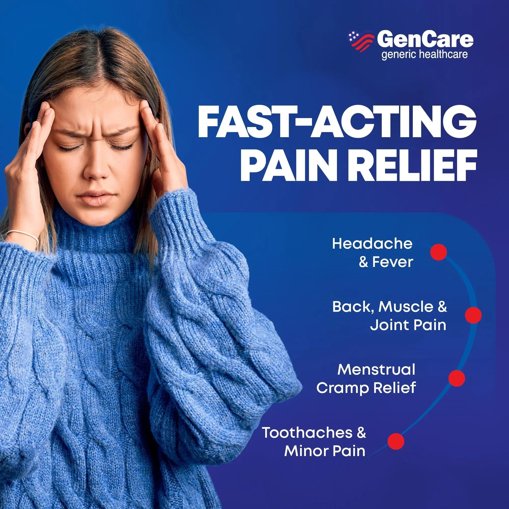 GenCare - Acetaminophen 500mg Extra Strength Pain Relief (300 Caplets) - Multi Symptom Pain Reliever for Headache, Sinus, Arthritis, Back Pain Muscle Ache, Toothache, Fever Reducer, Migraine GenCare uk supplements