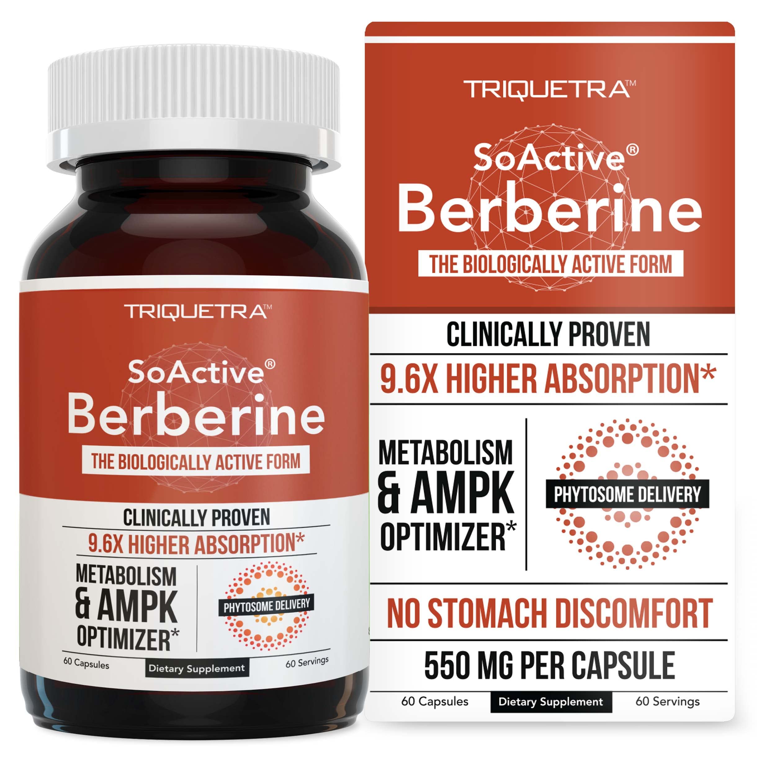 SoActive Berberine 550mg: 9.6X Higher Absorption, Clinically Proven Most Effective Triquetra Health uk supplements