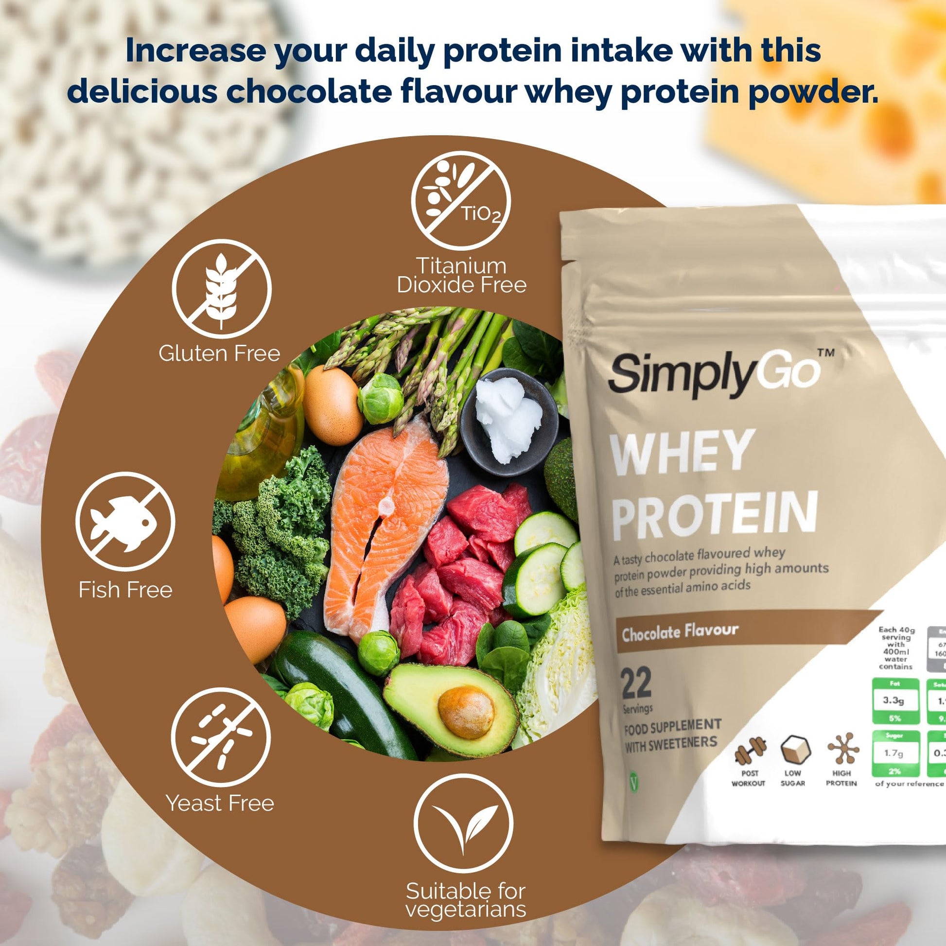SimplyGo Whey Protein 900g Chocolate Flavour Simply Supplements uk supplements