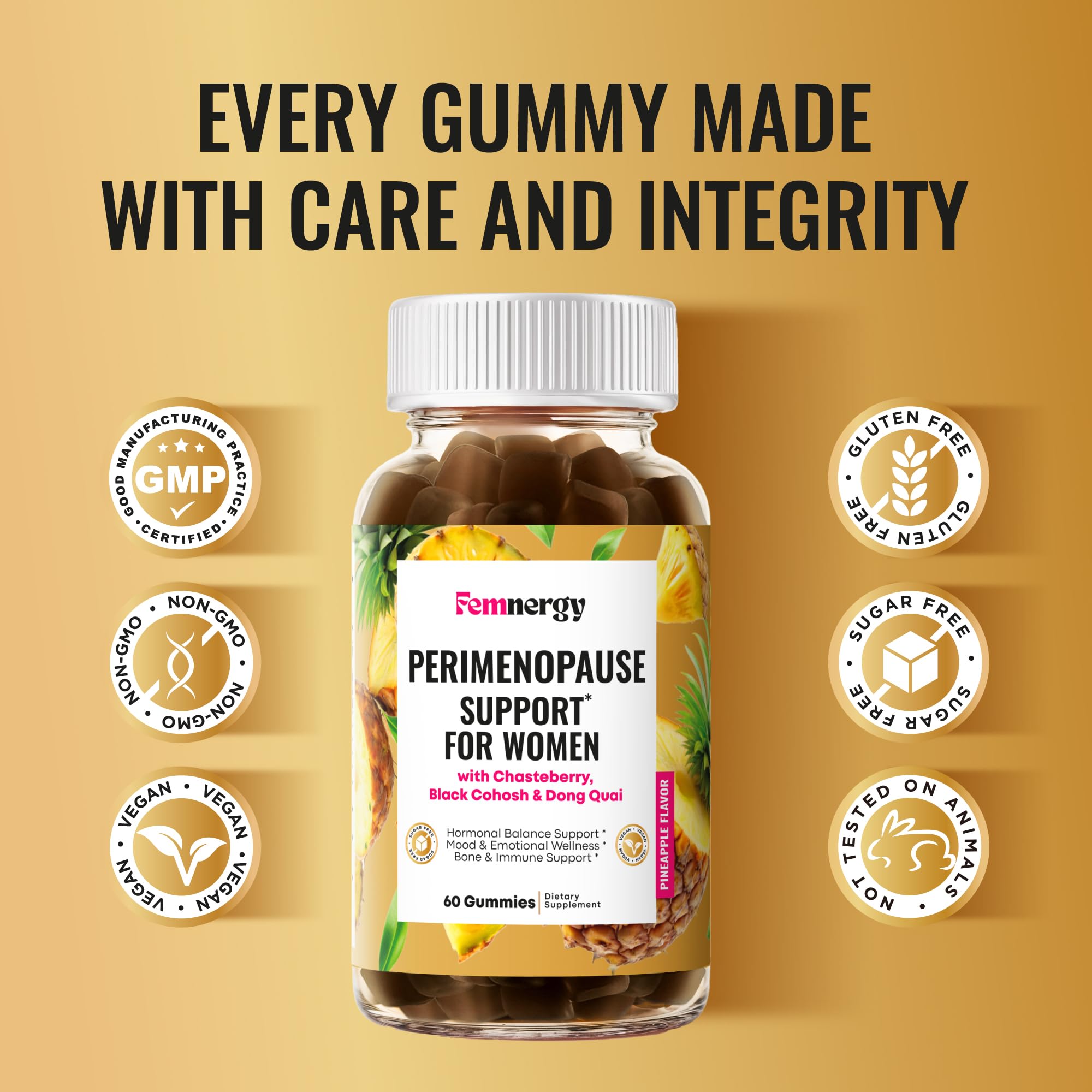 Femnergy Perimenopause Support Gummies for Women - Menopause Relief Estrogen & Hormone Balance Supplement with Black Cohosh Chasteberry Vitamins D3 B6 for Hot Flashes Night Sweats & Mood Swings Femnergy uk supplements