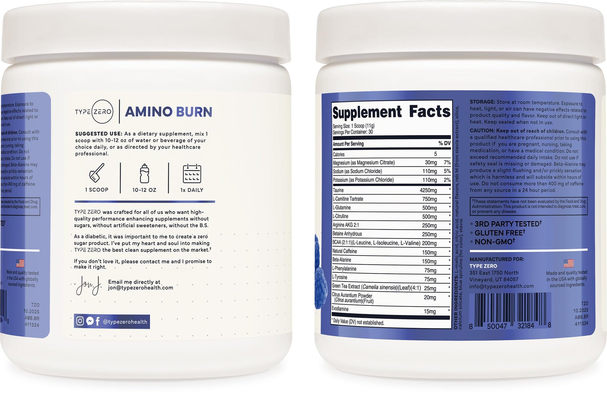 Type Zero Amino Burn - Vegan BCAA + Clean Pre Workout Powder with Arginine AKG, L-Citrulline & Beta Alanine - Amino Acid Clean Energy, Endurance & Hydration Supplement - Blue Raspberry, 30 Servings Type Zero uk supplements