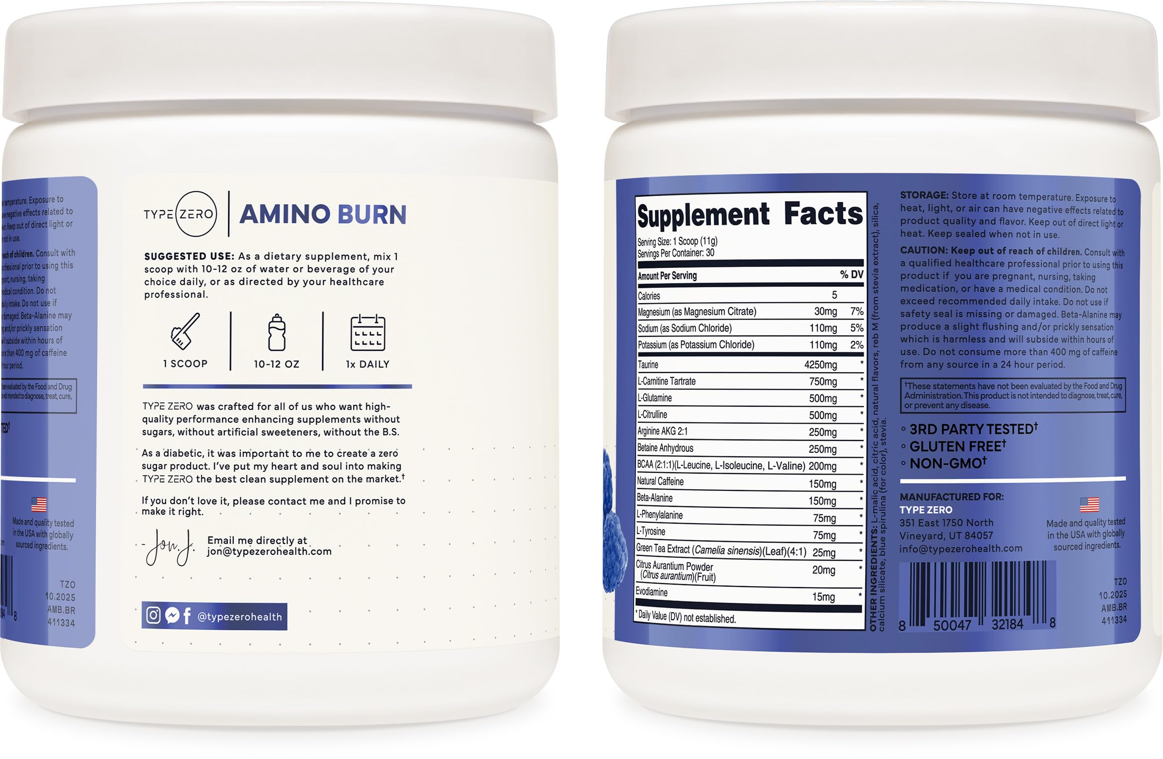 Type Zero Amino Burn - Vegan BCAA + Clean Pre Workout Powder with Arginine AKG, L-Citrulline & Beta Alanine - Amino Acid Clean Energy, Endurance & Hydration Supplement - Blue Raspberry, 30 Servings Type Zero uk supplements