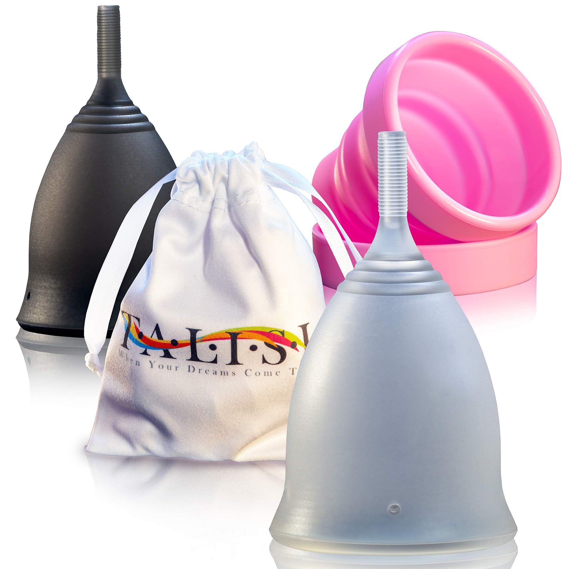 Talisi Soft Menstrual Cups Set of 2 - Reusable Period Cup for Women with Collapsible Case Holder Sterilizer TALISI WHEN YOUR DREAMS COME TRUE uk supplements