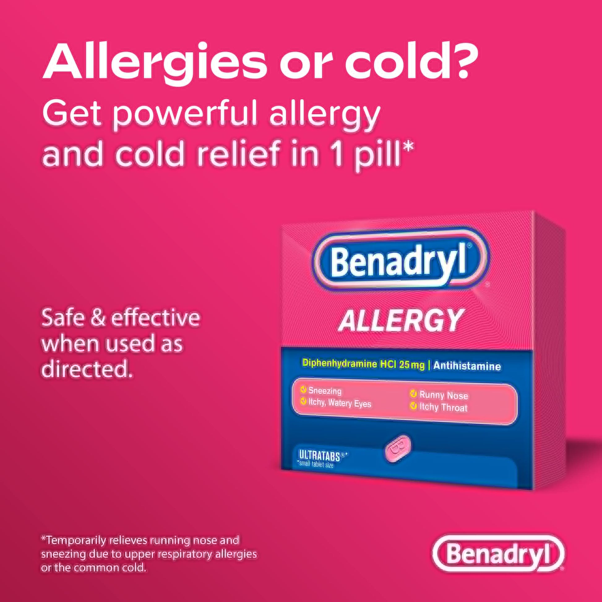 Benadryl Ultratabs Antihistamine Allergy Relief Tablets with 25 mg Diphenhydramine HCl, 100 ct and Tylenol Extra Strength Pain Reliever Rapid Release Gels with 500 mg Acetaminophen, 100 ct Tylenol uk supplements