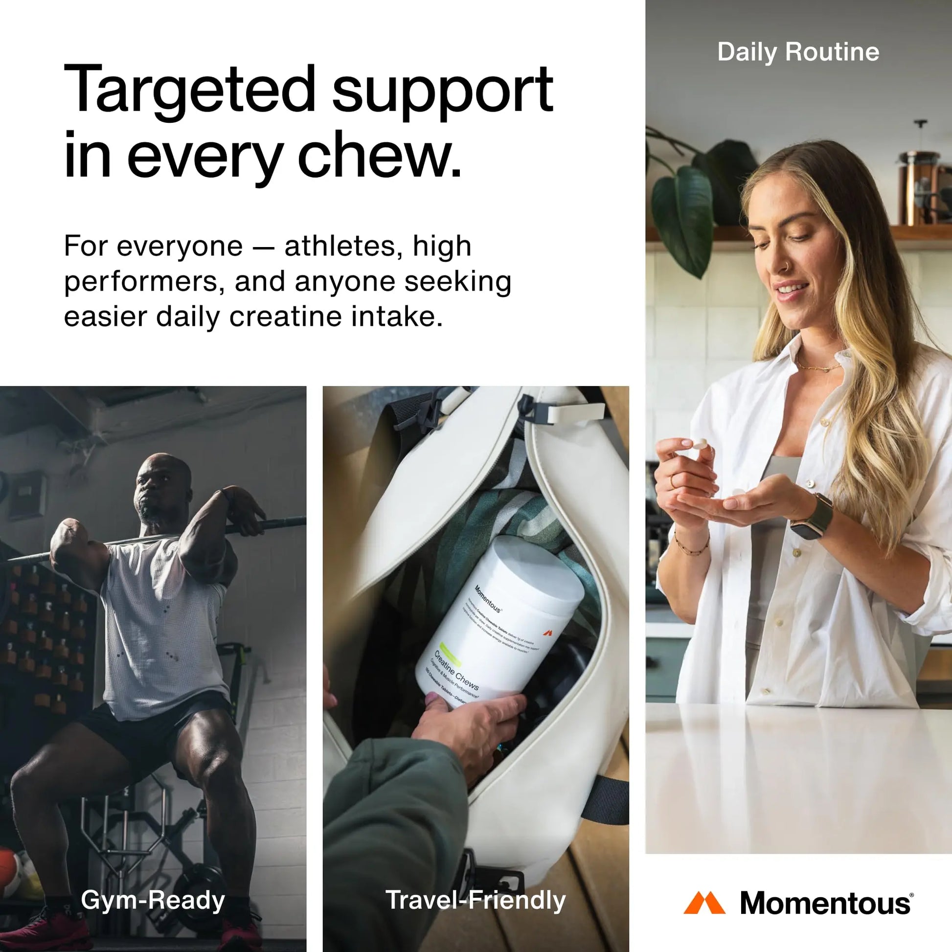 Momentous Creatine Chews - Creatine Monohydrate - Supports Strength, Lean Muscle, & Recovery for Men & Women - NSF Certified for Sport - 150 Chewable Tablets - Lemon Lime Momentous uk supplements