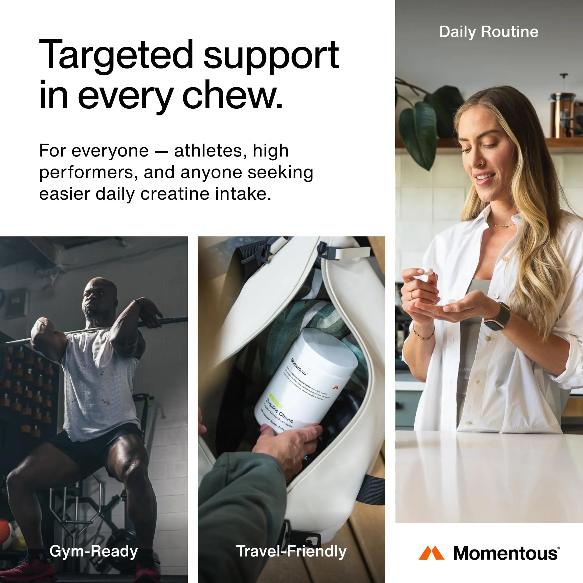 Momentous Creatine Chews - Creatine Monohydrate - Supports Strength, Lean Muscle, & Recovery for Men & Women - NSF Certified for Sport - 150 Chewable Tablets - Lemon Lime Momentous uk supplements