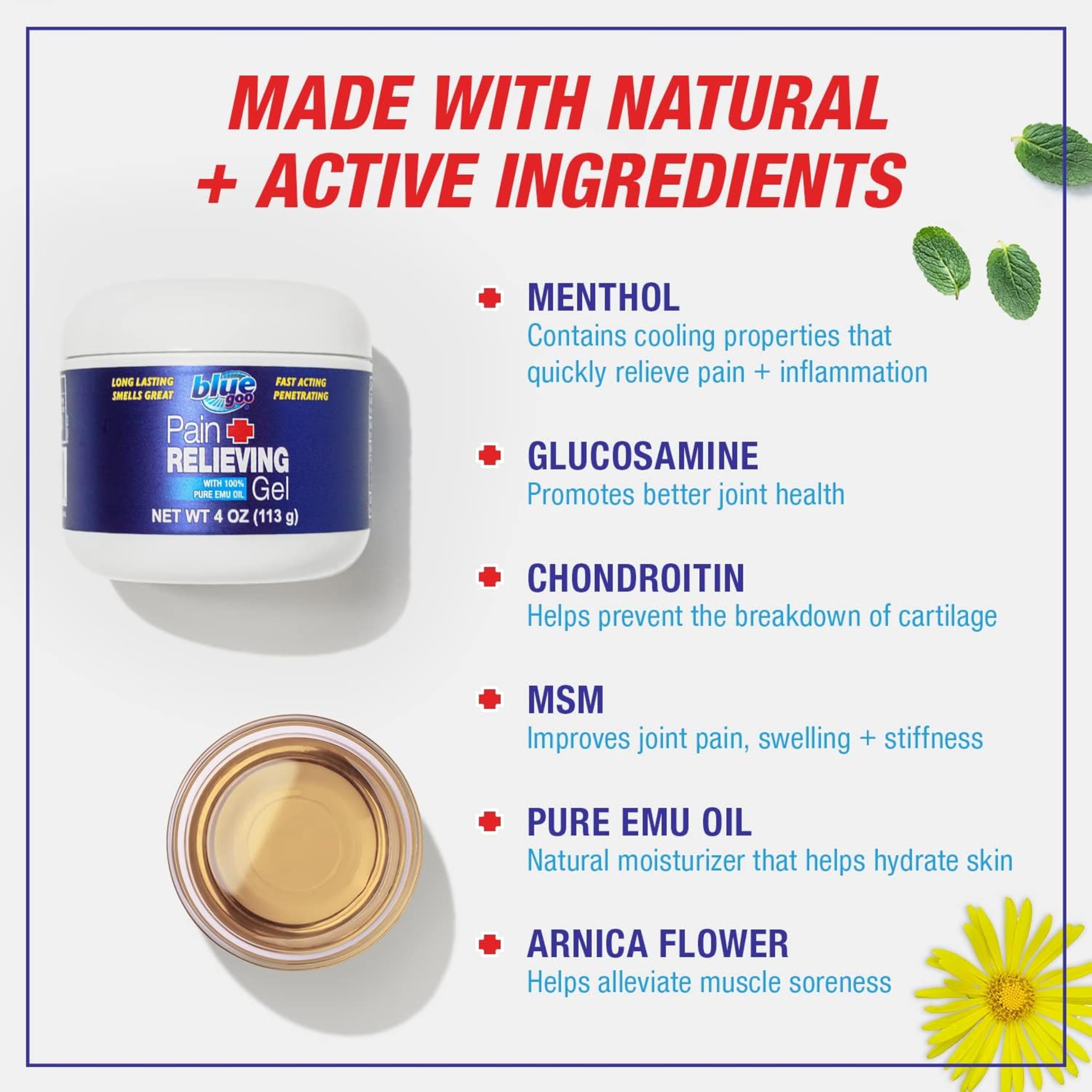 Blue Goo Pain Relieving Gel – Relief for Back, Neck, Muscle and Joint Pain, Fast-Acting Cooling and Soothing Relief with 100% Pure Emu Oil, 4 oz (1 Pack) Blue Goo uk supplements