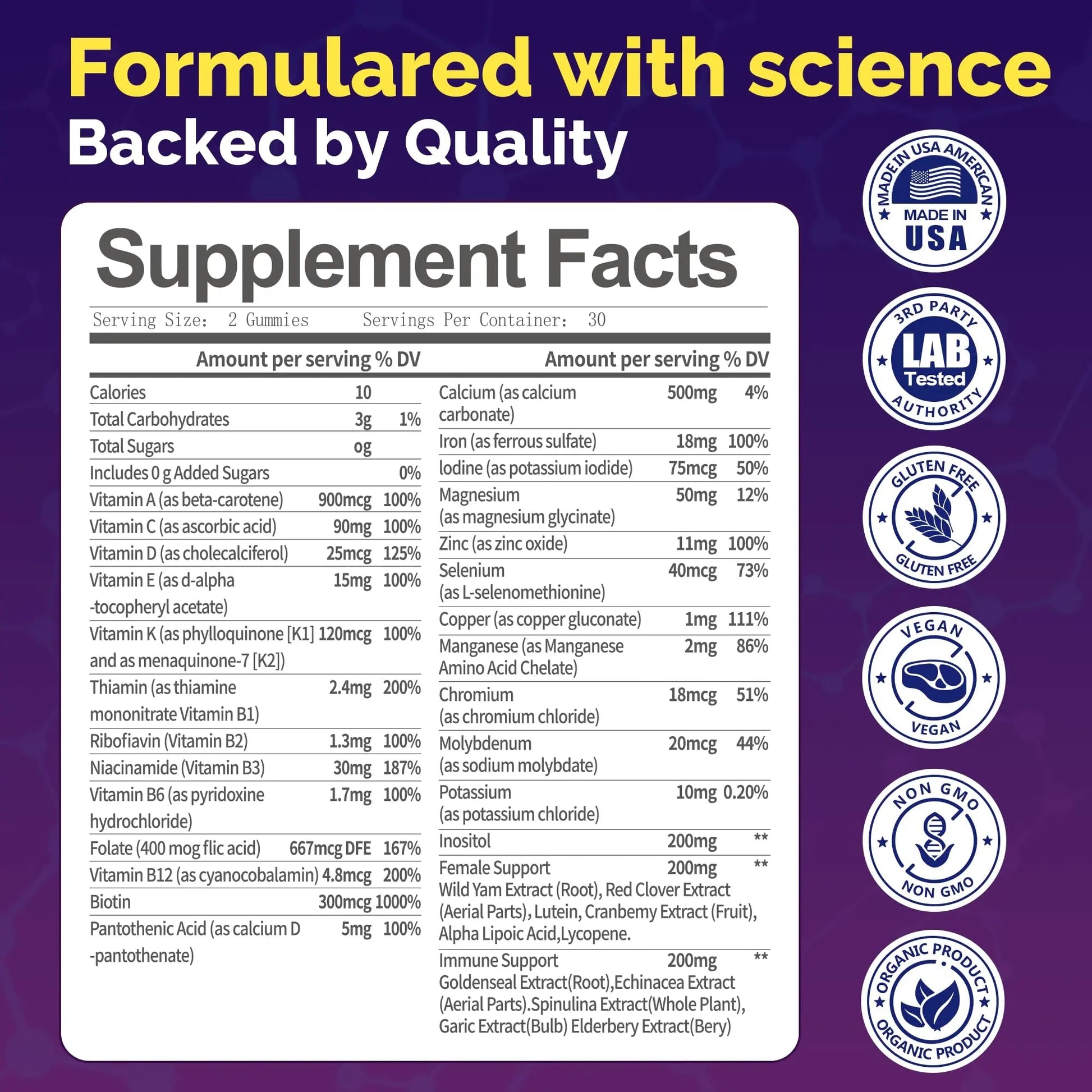 VCCVBB All-in-One Women's Multivitamin Gummies with Complete Vitamin & Mineral Complex, Herbal Blends for Energy, Overall Health VCCVBB uk supplements