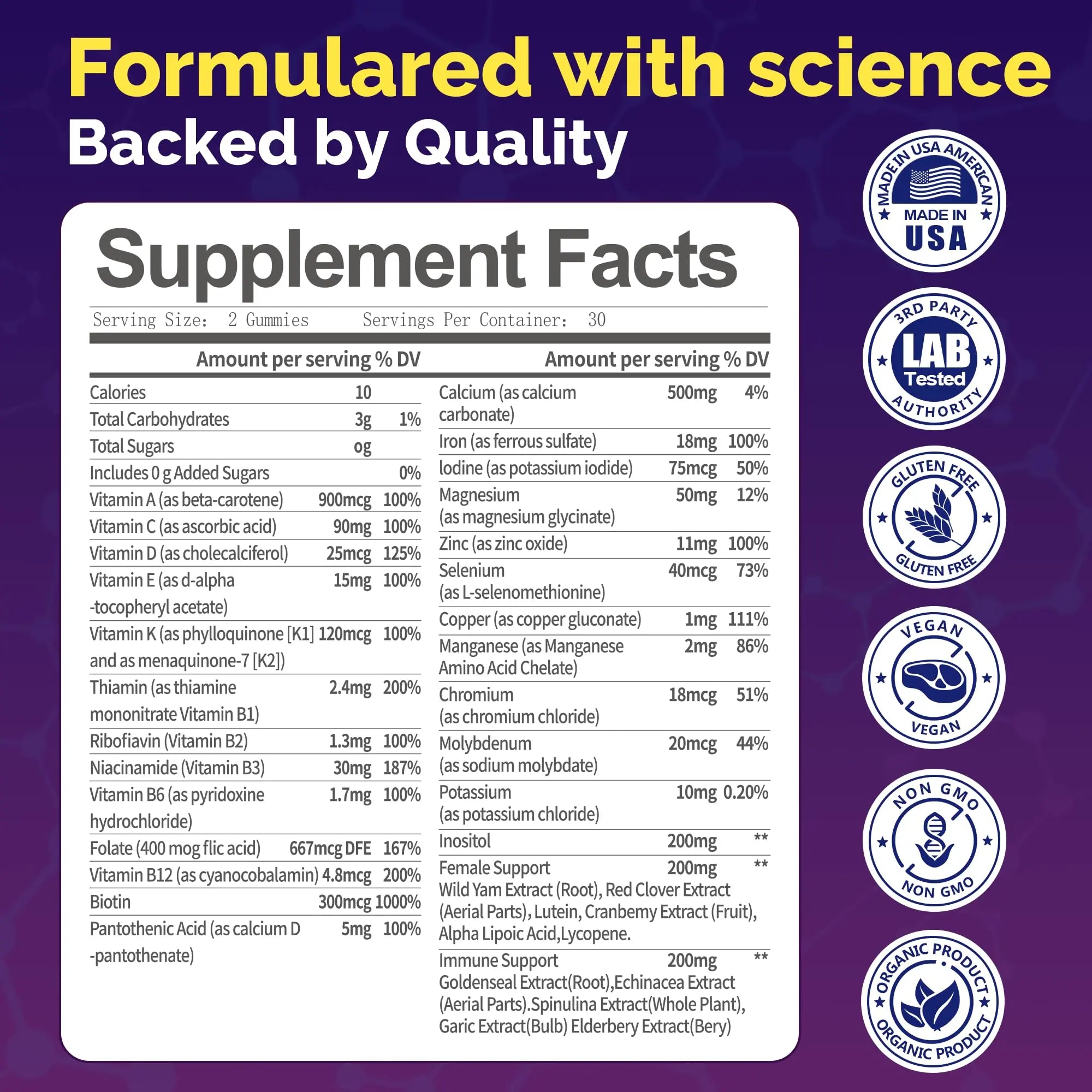 VCCVBB All-in-One Women's Multivitamin Gummies with Complete Vitamin & Mineral Complex, Herbal Blends for Energy, Overall Health VCCVBB uk supplements