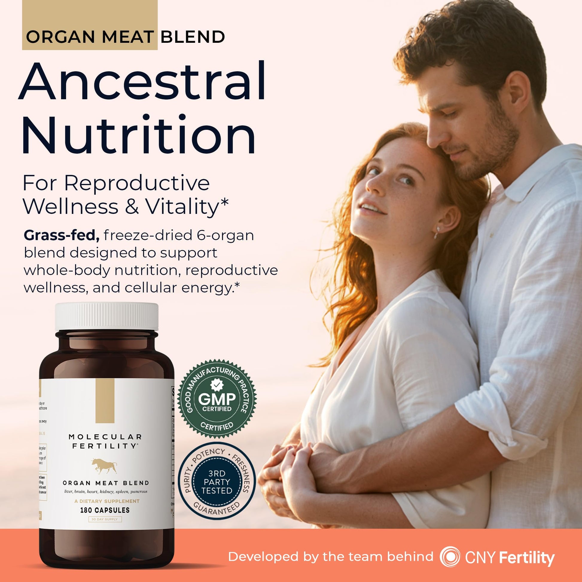 Molecular Fertility Beef Organ Complex - Pasture-Raised, Grass Fed Beef Liver, Brain, Heart, Spleen, Pancreas Blend, Healthy Hormone Balance and Fertility Supplement for Women and Men, 180 Capsules Molecular Fertility uk supplements
