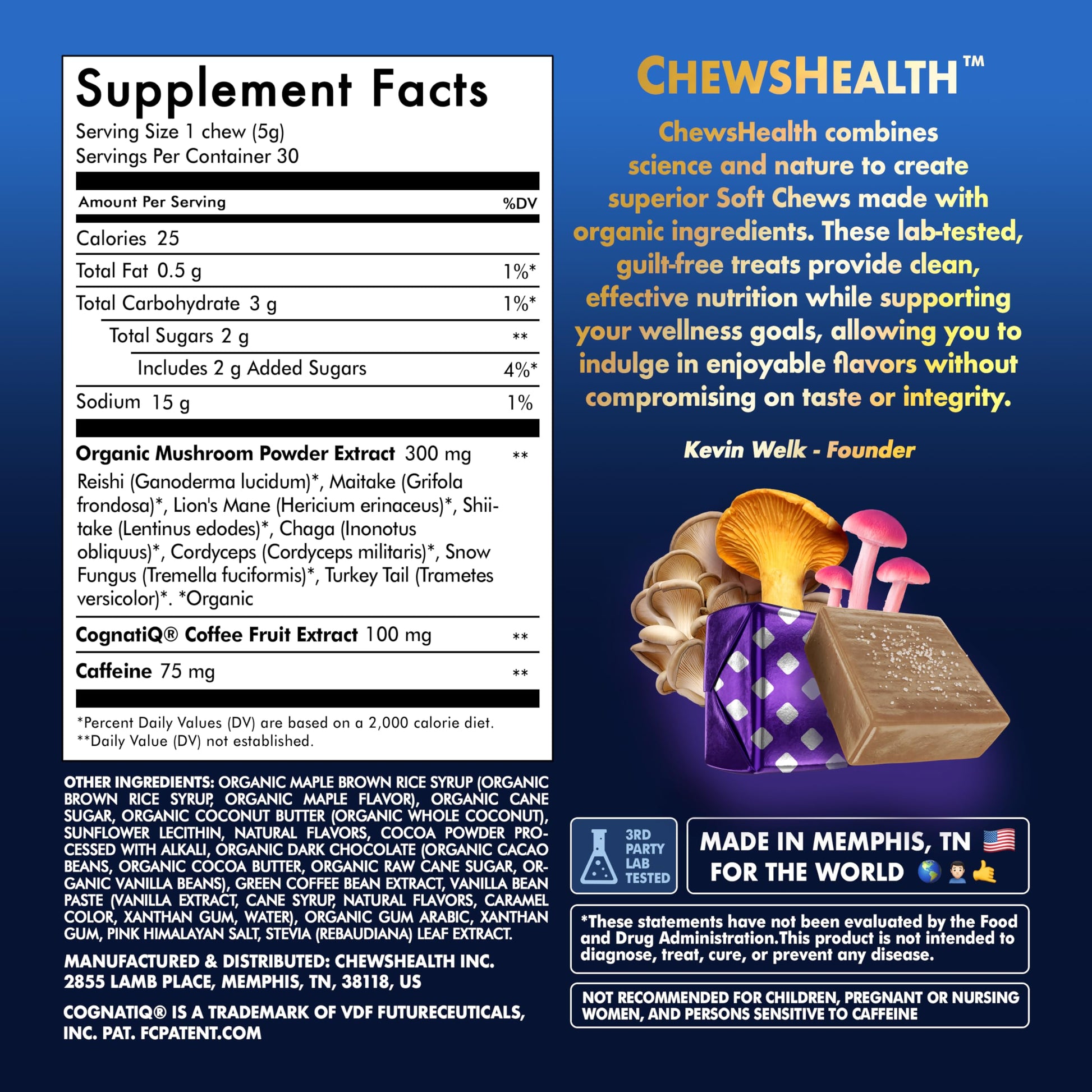 DynaMind iQ Brain Supplement for Memory and Focus for Adults - Nootropic Chews | Coffee Fruit & Mushroom Supplement Blend, Memory Focus Supplement, Caffeine Focus Pills Alternative, 30 Count CHEWSHEALTH uk supplements