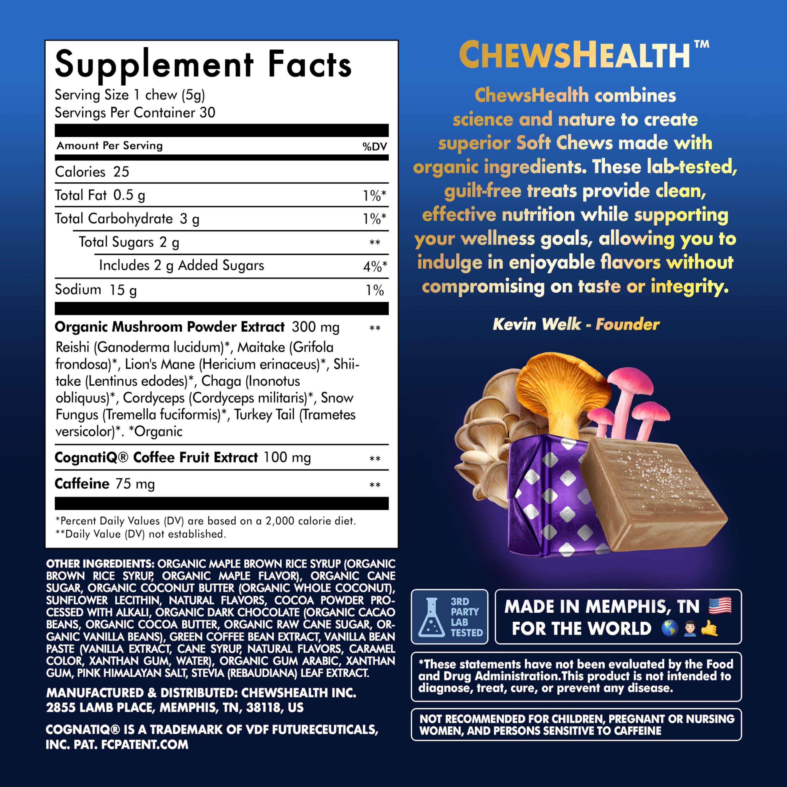 DynaMind iQ Brain Supplement for Memory and Focus for Adults - Nootropic Chews | Coffee Fruit & Mushroom Supplement Blend, Memory Focus Supplement, Caffeine Focus Pills Alternative, 30 Count CHEWSHEALTH uk supplements