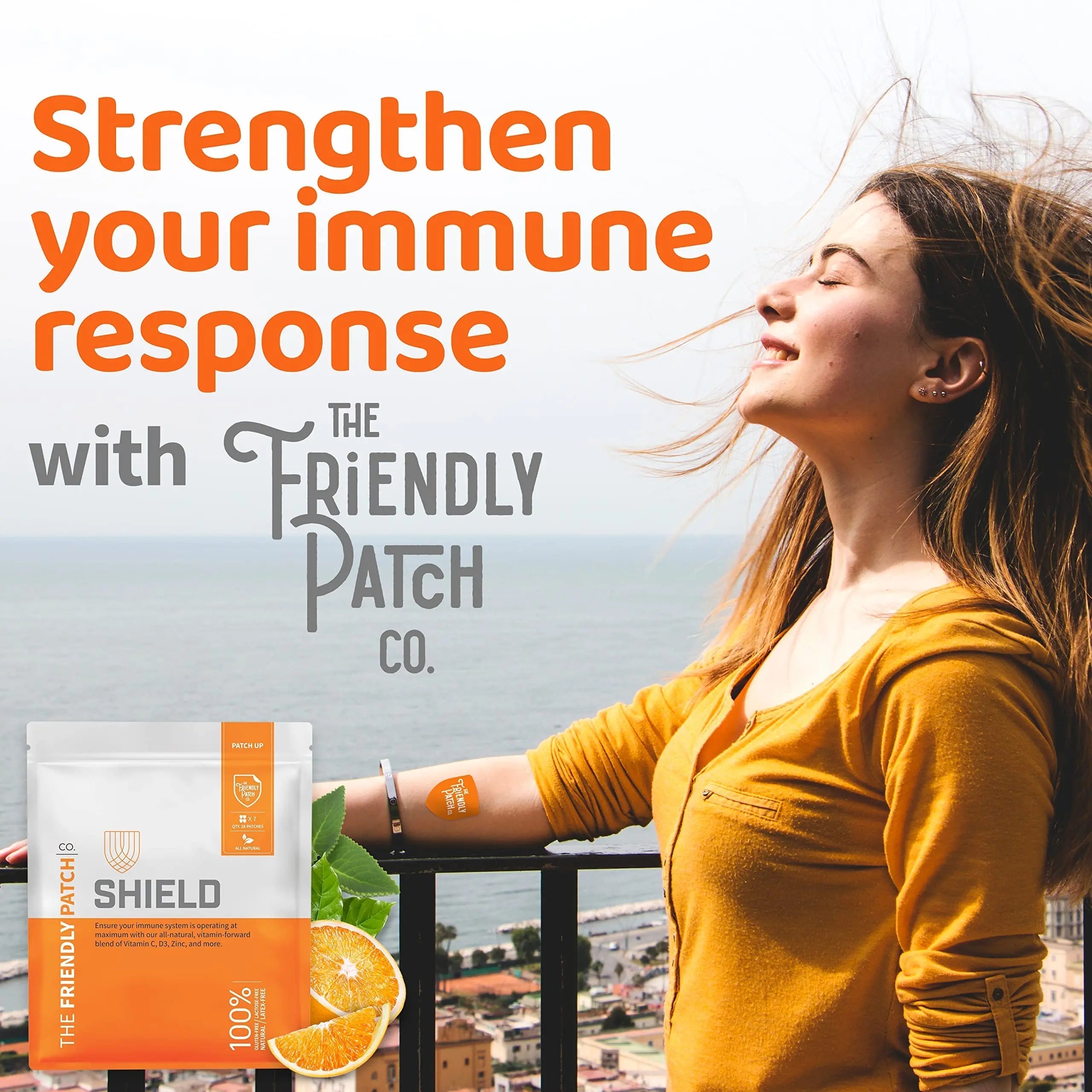 The Friendly Patch Shield Immunity Support Patch | Wearable Immune Boosters for Adults with Vitamin D3, C and Zinc The Friendly Patch CO. uk supplements
