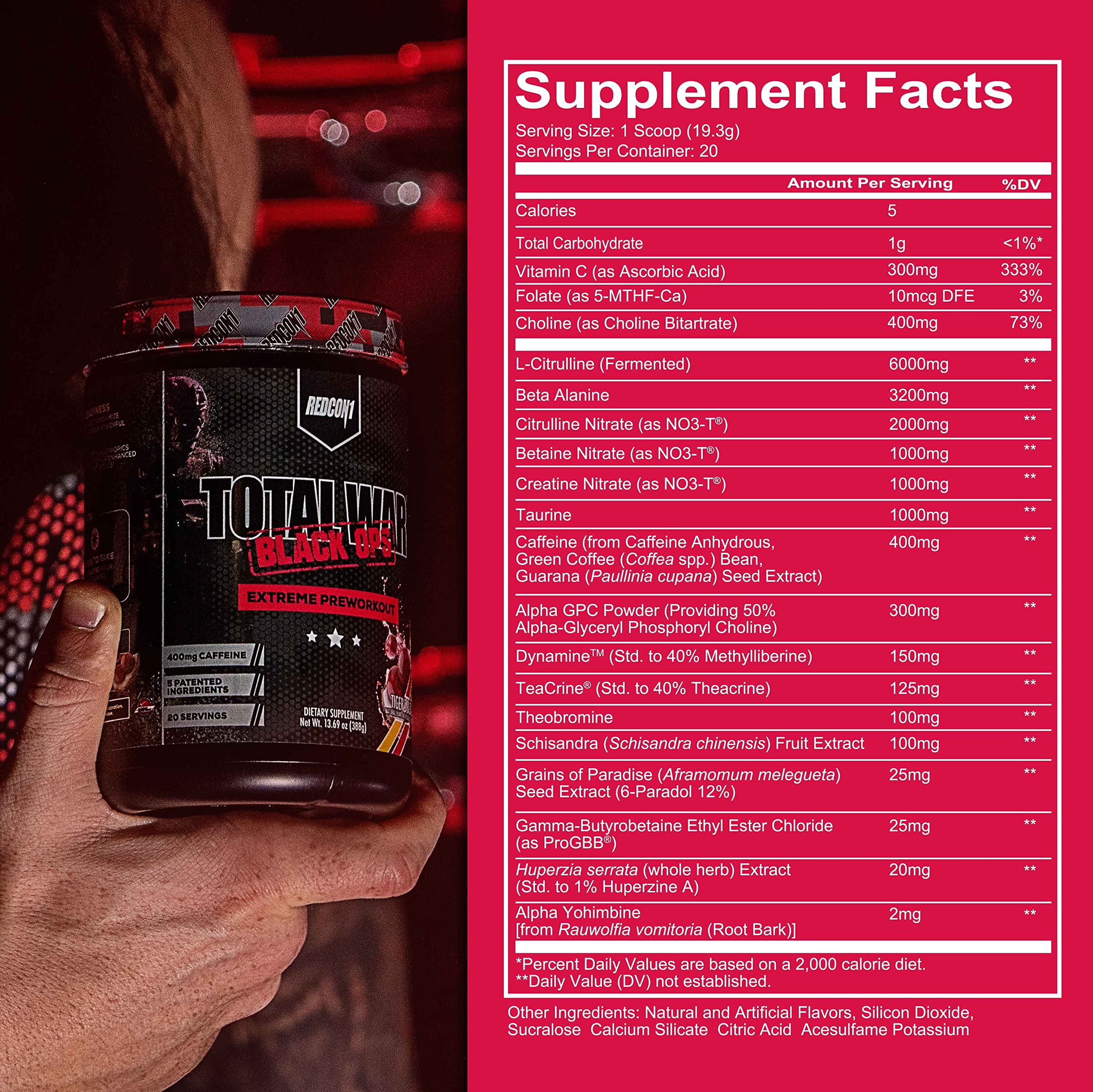 REDCON1 Total War Black Ops Extreme Preworkout Powder, Tigers Blood, High Stimulant REDCON1 uk supplements
