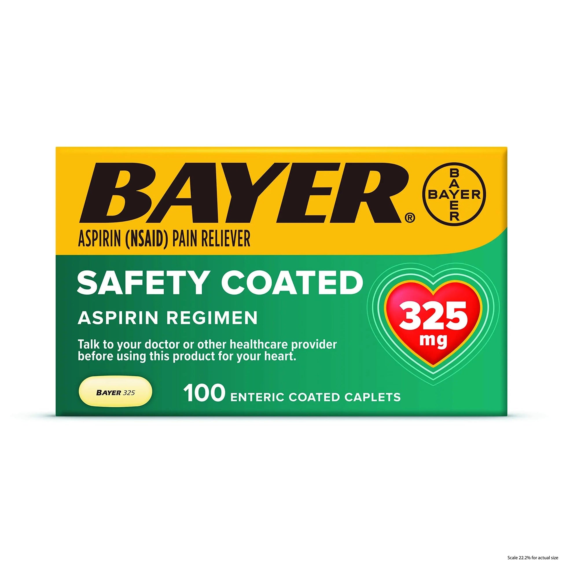 Bayer Aspirin Safety Coated 325 mg Caplets 100 Caplets, Pack of 2 Bayer uk supplements