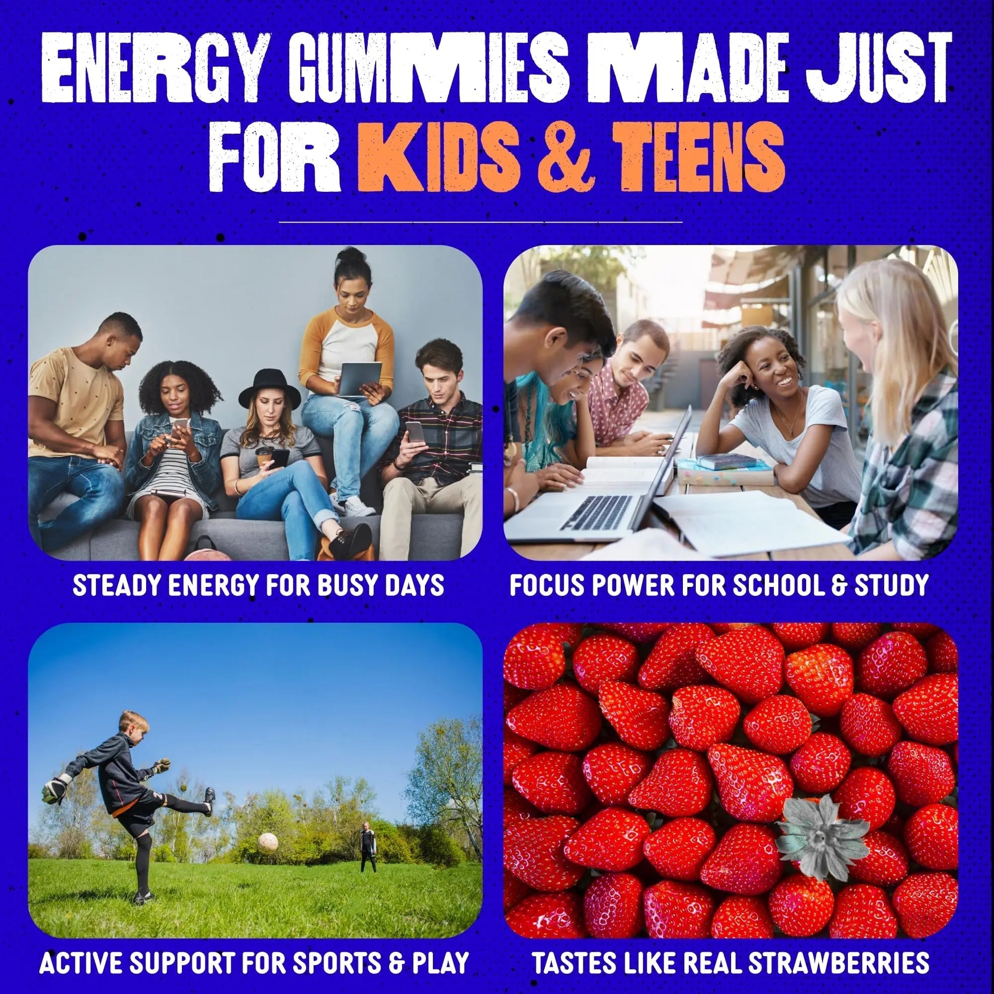 SAM+LEO Vitamin B Complex Gummies with Biotin for Kids & Teens - Caffeine-Free Focus & Energy Support Supplement Gummies | SAM+LEO uk supplements