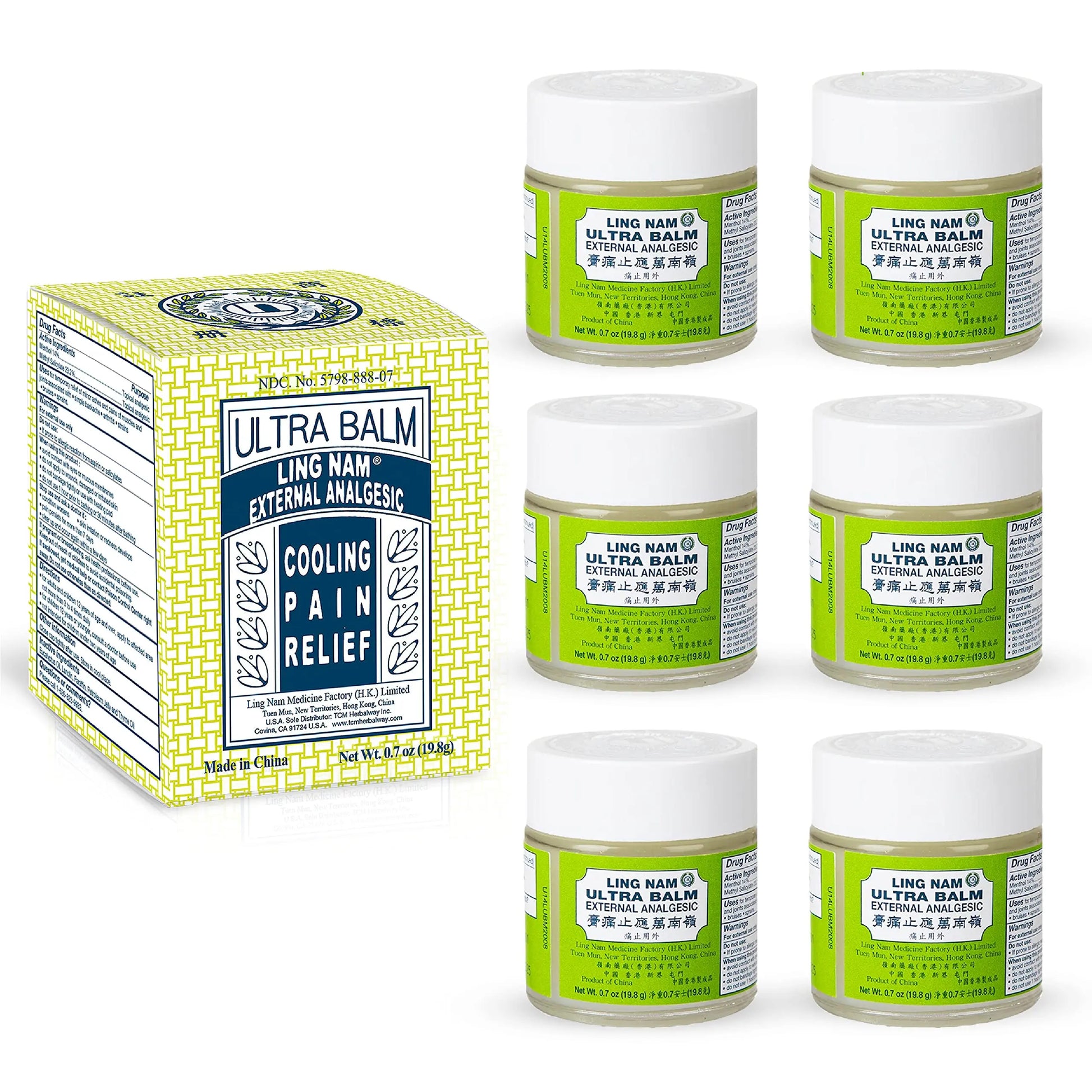 Ling Nam Ultra Balm External Analgesic, for Cooling Pain Relief Simple Backache Arthritis Strains Bruises Sprain, Muscle Pain, Muscle Soreness, 0.7oz/19.8g (Pack of 6) Ling Nam uk supplements
