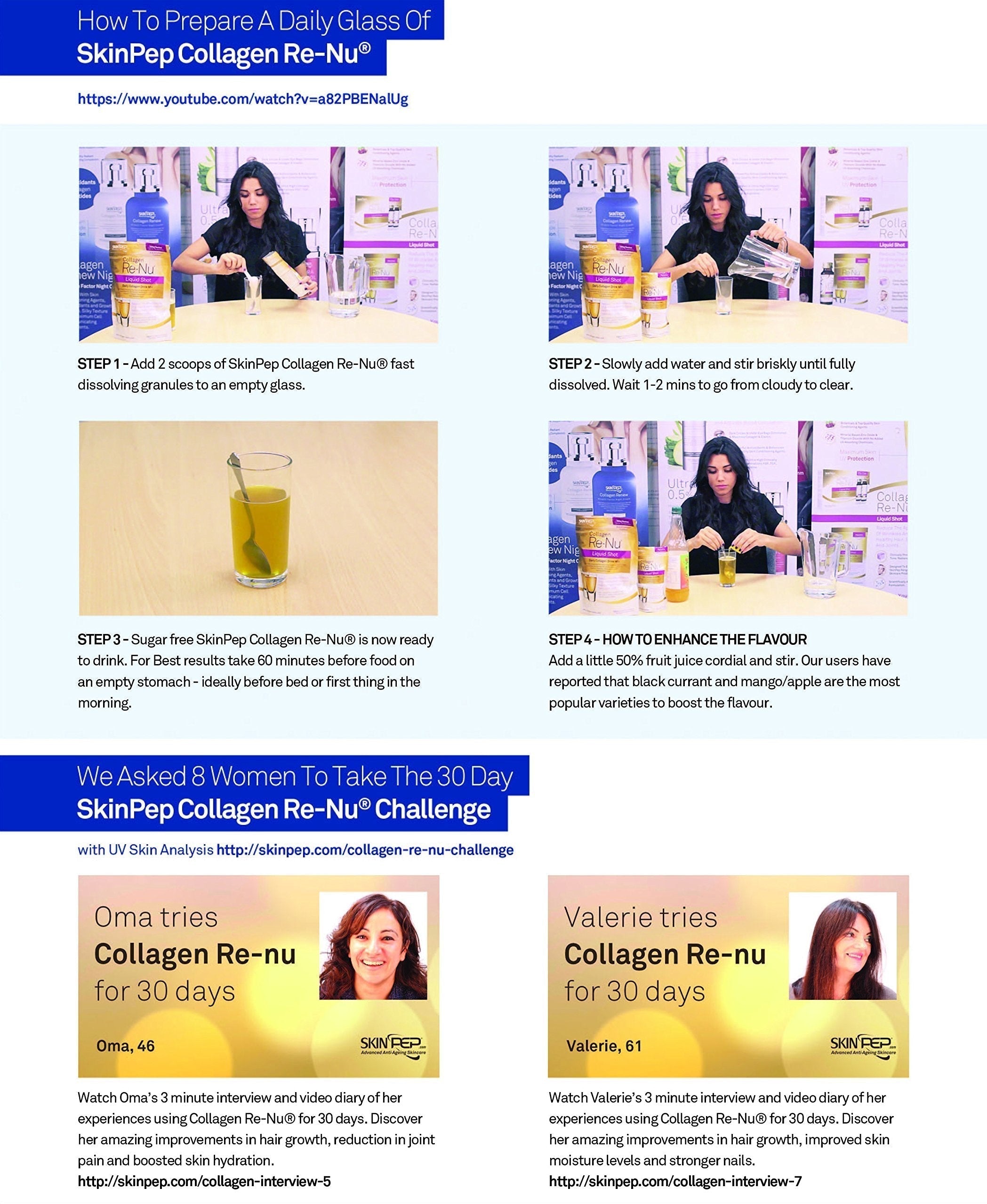 Premium Hydrolysed Marine Collagen Peptide Powder + VIT C, B Complex Hyaluronic Acid, & Stevia. Delicious Taste/No Fishy Smell - SkinPep® Collagen Re-Nu 300g - 30 Days Supply SkinPep uk supplements