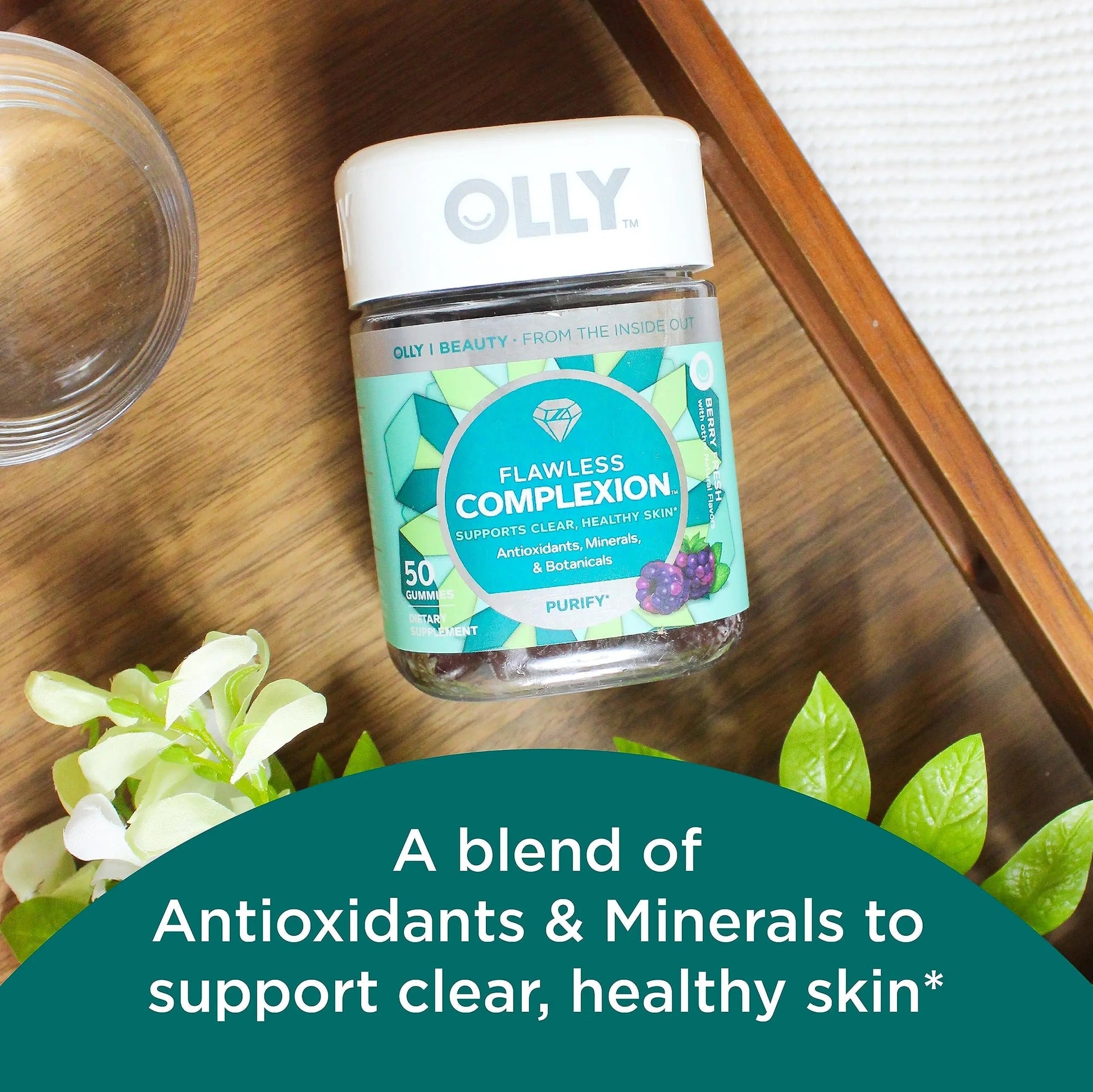 OLLY Undeniable Beauty Gummy & Flawless Complexion Gummy, Clear and Healthy Skin Support, Vitamins E, A, Zinc, Chewable Supplement, Berry - 50 Count (Pack of 1) OLLY uk supplements