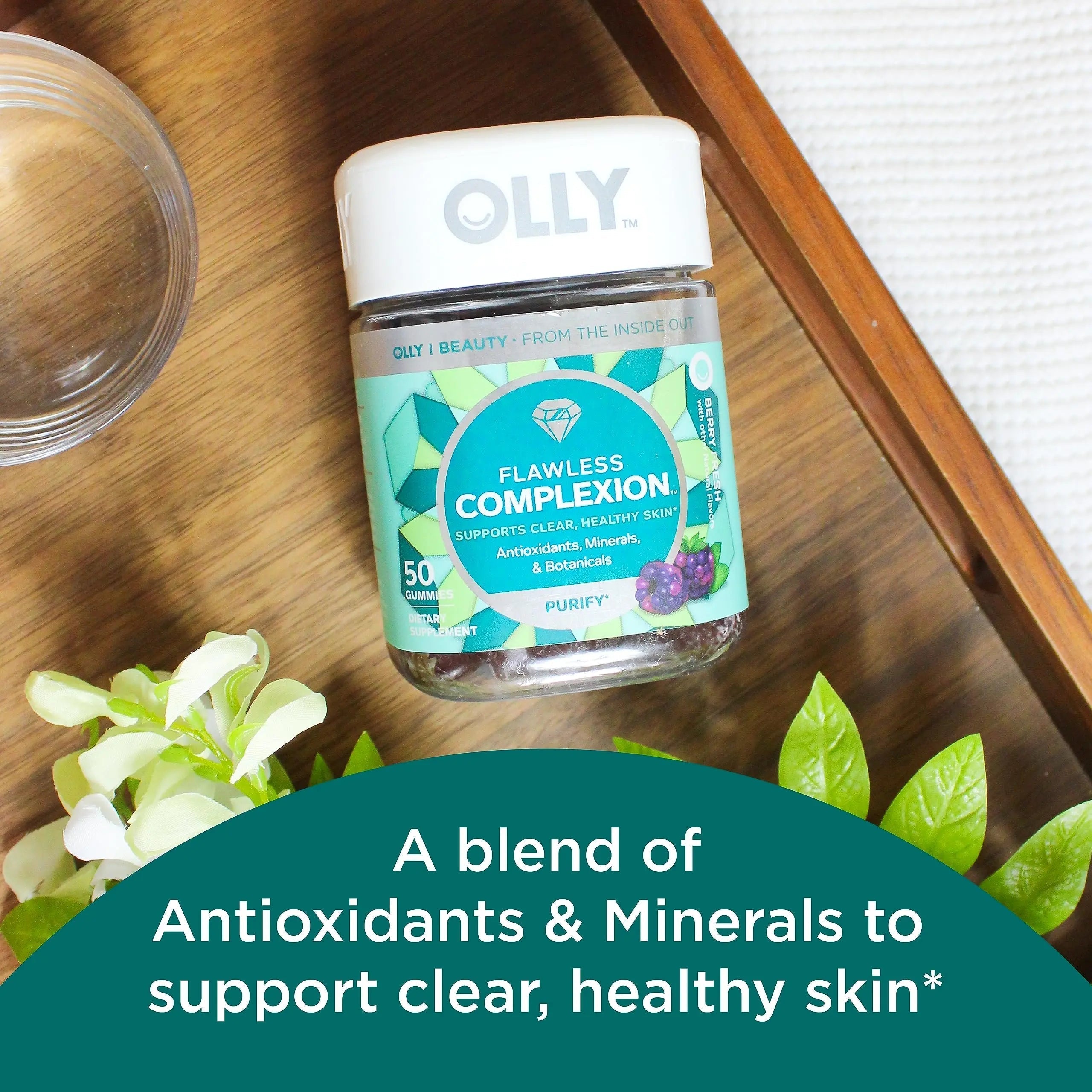 OLLY Undeniable Beauty Gummy & Flawless Complexion Gummy, Clear and Healthy Skin Support, Vitamins E, A, Zinc, Chewable Supplement, Berry - 50 Count (Pack of 1) OLLY uk supplements