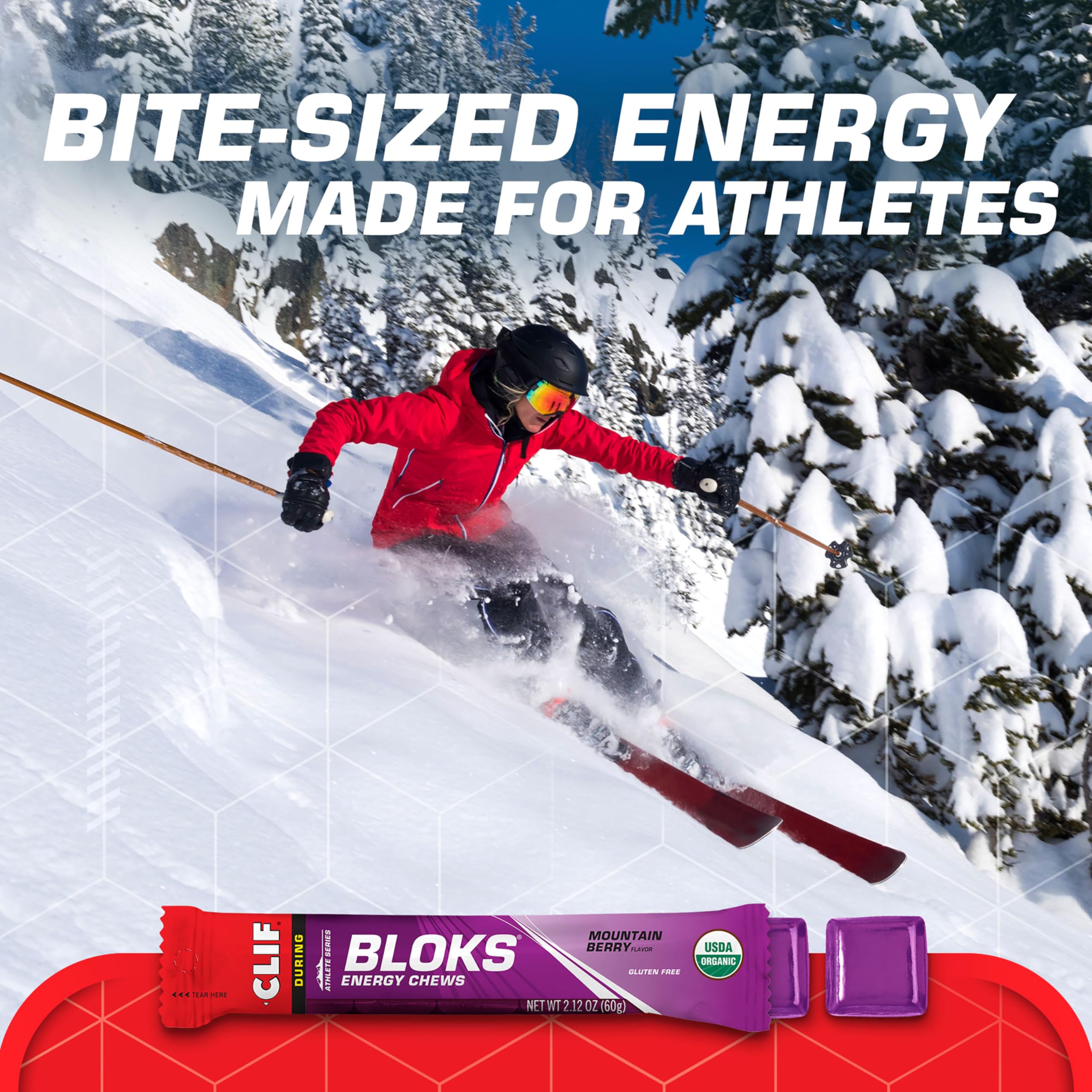 CLIF BLOKS - Mountain Berry Flavor - Energy Chews - Non-GMO - Plant Based - Fast Fuel for Cycling and Running - Quick Carbohydrates and Electrolytes - 2.12 oz. (18 Count) CLIF Bar uk supplements