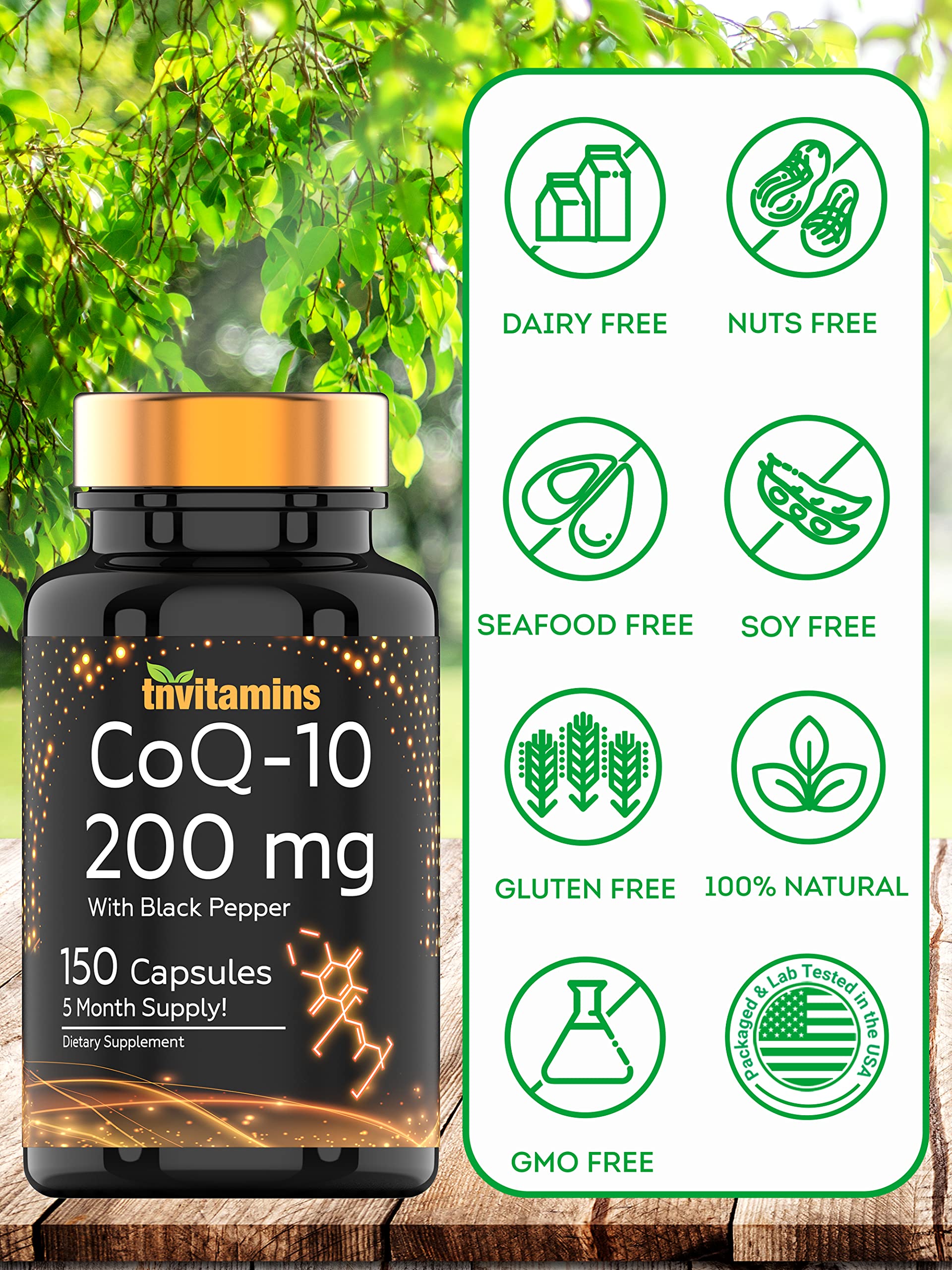 tnvitamins Ultra Potent CoQ-10 200 MG - 150 Capsules with Black Pepper Extract tnvitamins uk supplements