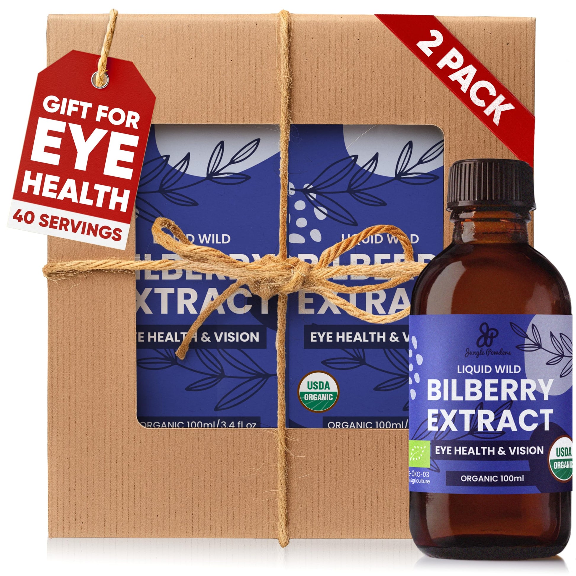 Grandpa Gifts from Granddaughter Wild Bilberry Extract USDA Organic Alcohol-Free 2x3.4oz Bottle of Liquid Bilberry Gift for Grandpa Health Gifts for Eyes High Bioavailability Liquid Extract 40 Serving Jungle Powders uk supplements