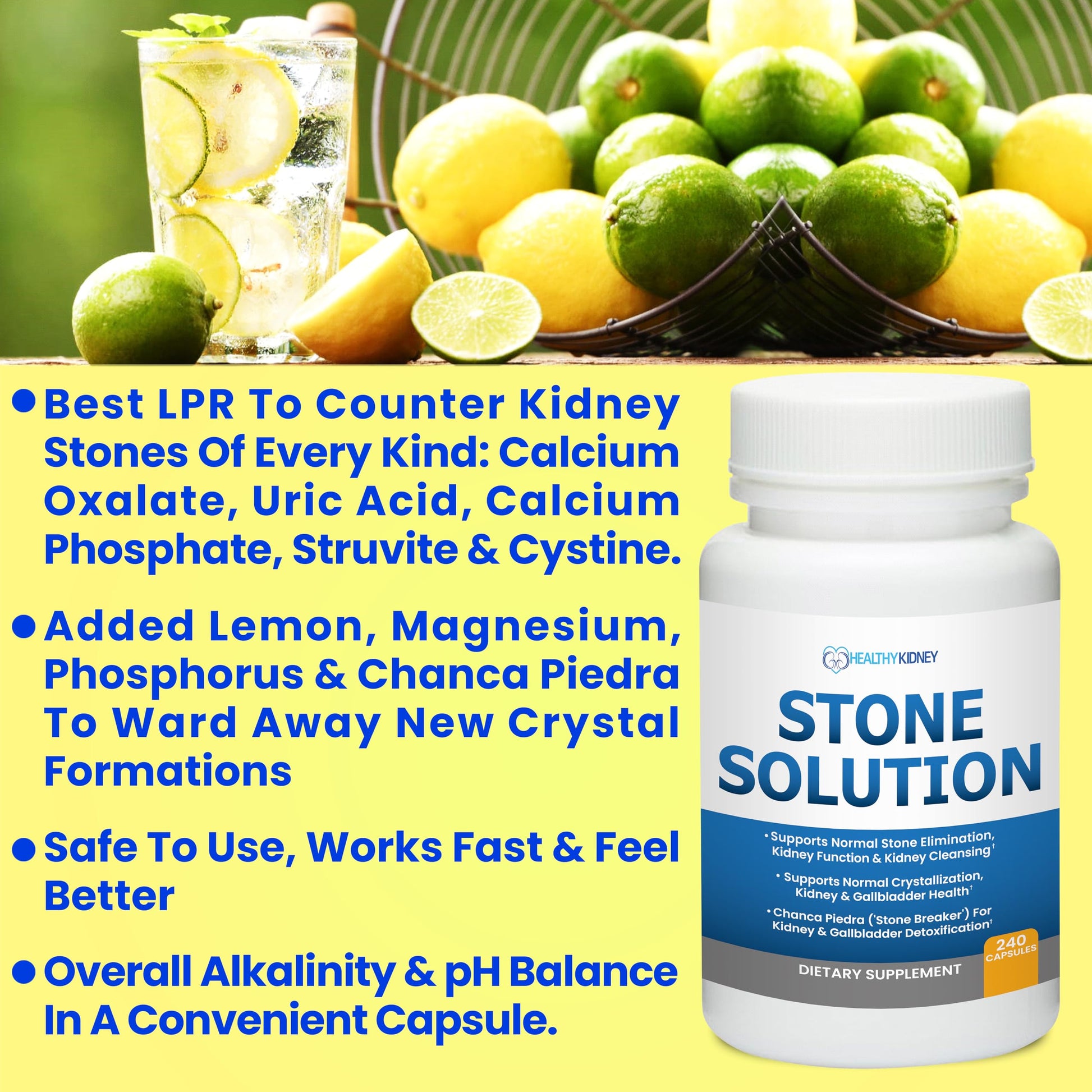 Stone Solution Capsules- Natural Dissolver, Kidney Stone Support & Kidney Cleanser Chanca Piedra Stone Breaker Gallbladder Cleanse, Flush & Stop Recurrence, Stone Relief 60 Servings Kidney Restore uk supplements