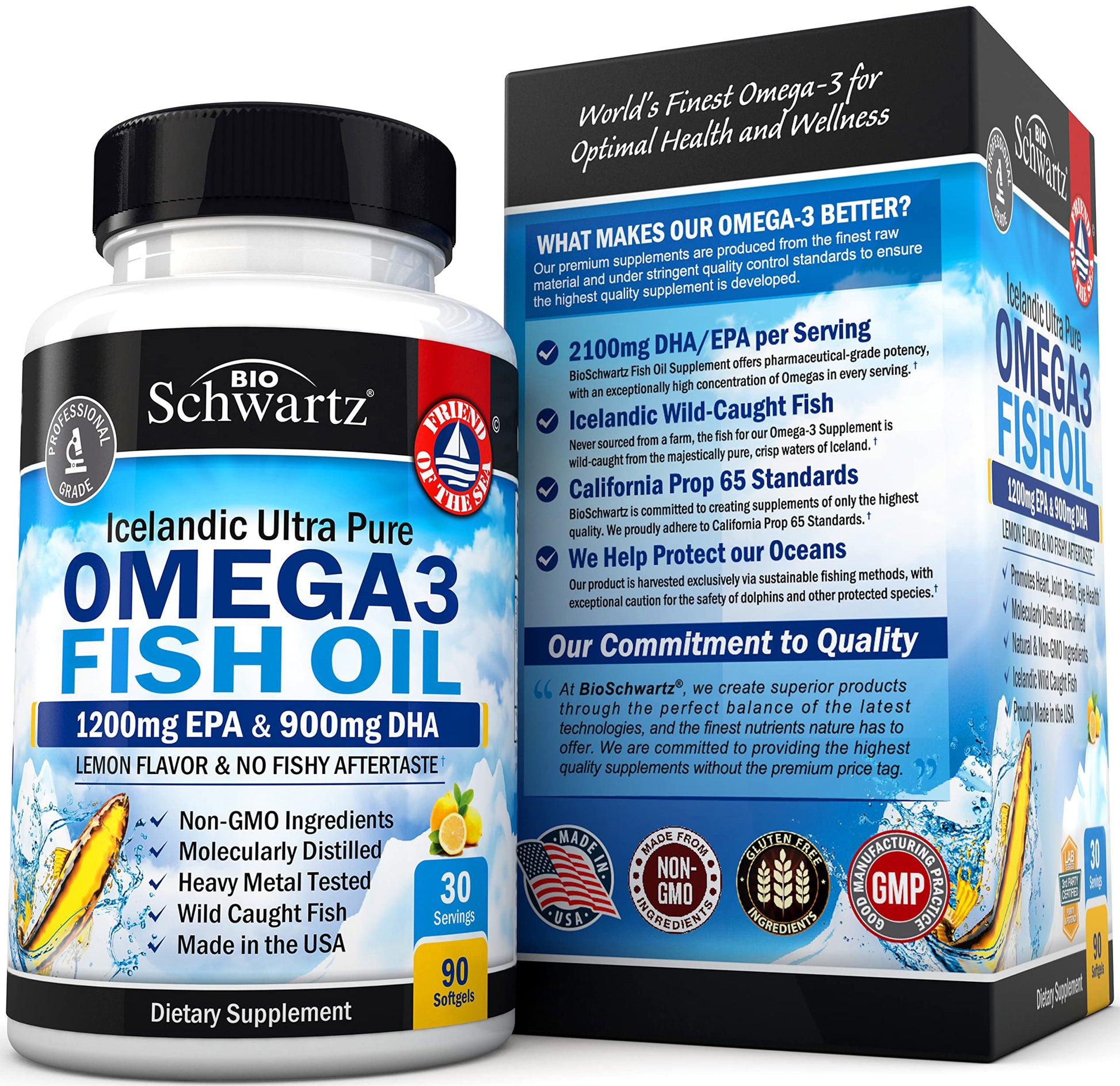 Omega 3 Fish Oil Supplement - 1200mg EPA and 900mg DHA Fatty Acid Per Serving BioSchwartz uk supplements